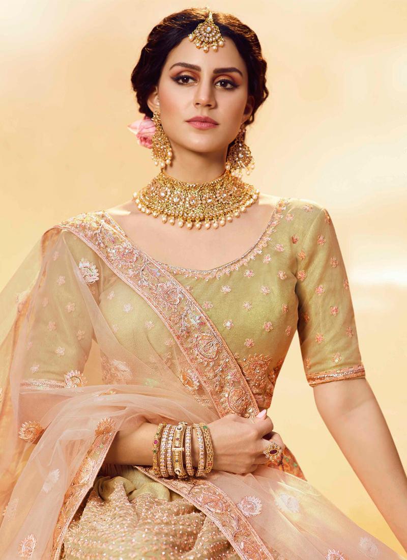 Golden Motiwork And Dori Soft Net Flared Lehenga Choli Official Site