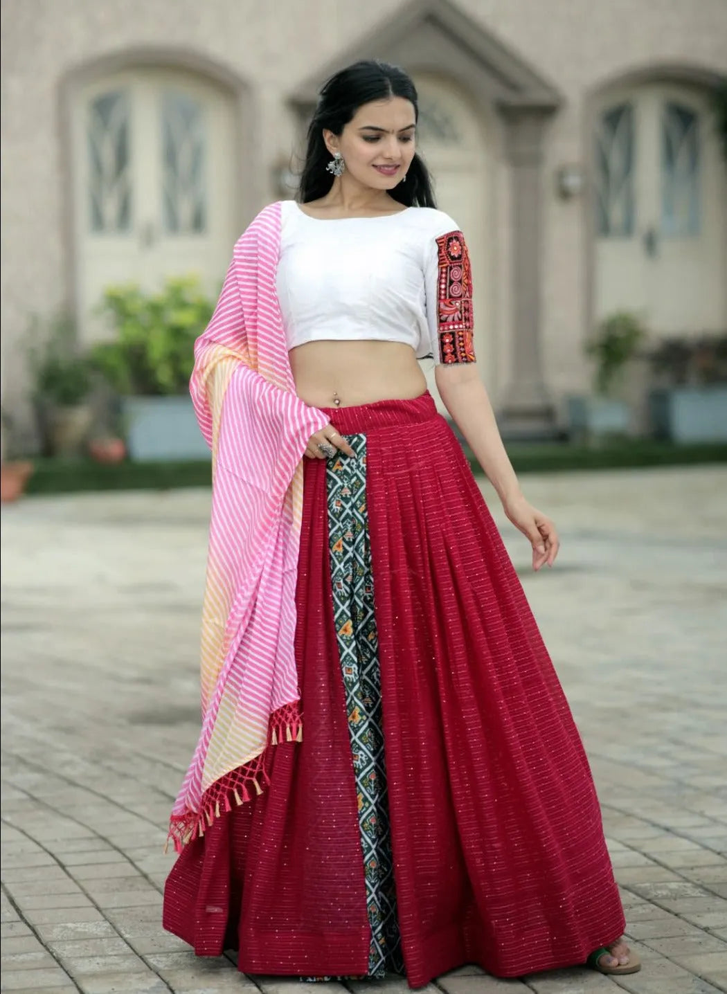 Navratri Wear Viscous Position Printed Lehenga Choli Set Authentic For Sale