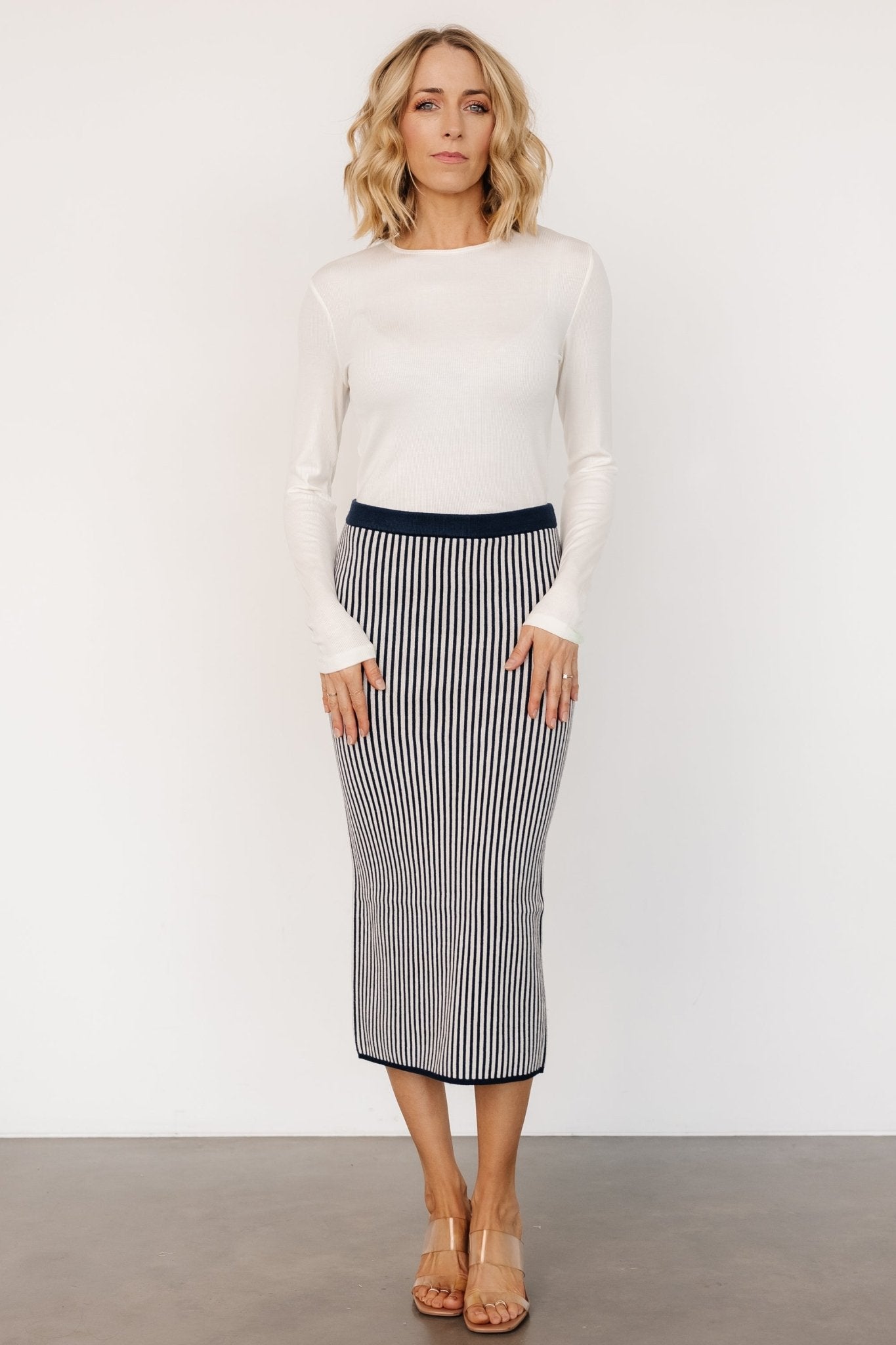 Alonso Knit Midi Skirt | Navy Stripe Cheap Sale Footaction