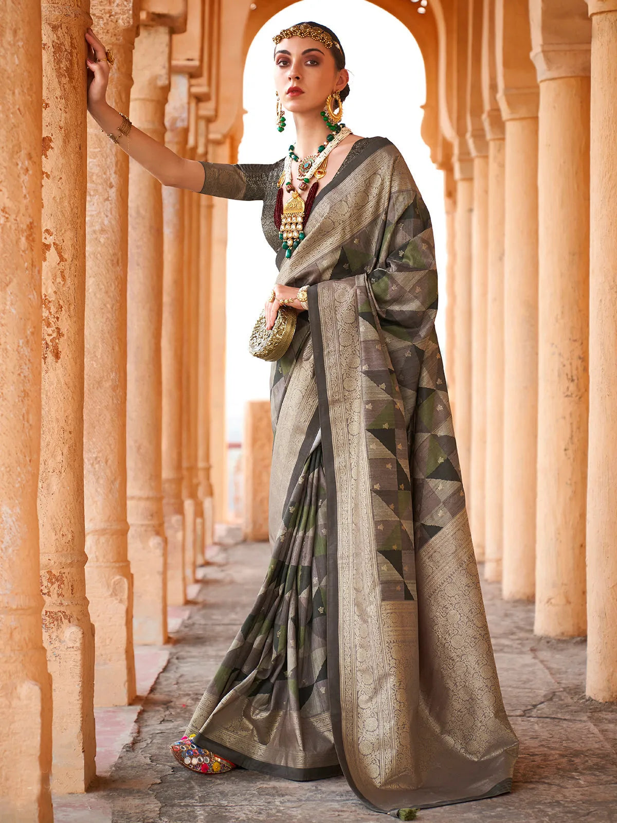 Superb Mehndi Green Viscose Silk Printed Saree Find Great Online