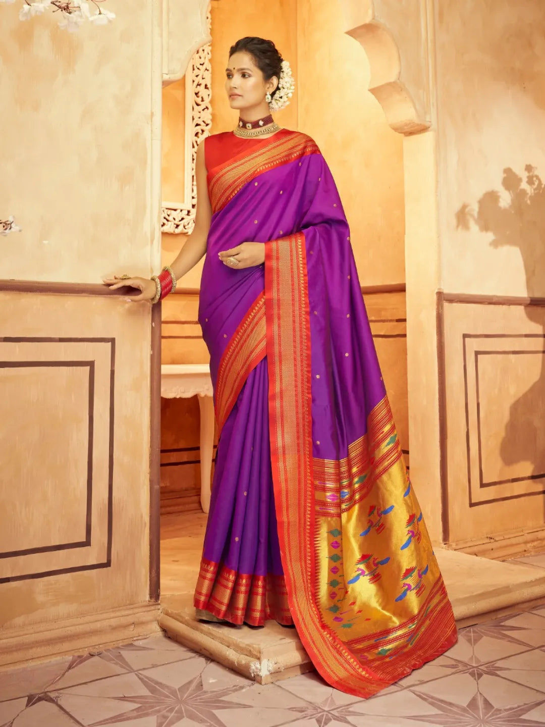 Whimsical Wine Pure Aniruddh Silk Pathani Saree Fashion Style Online