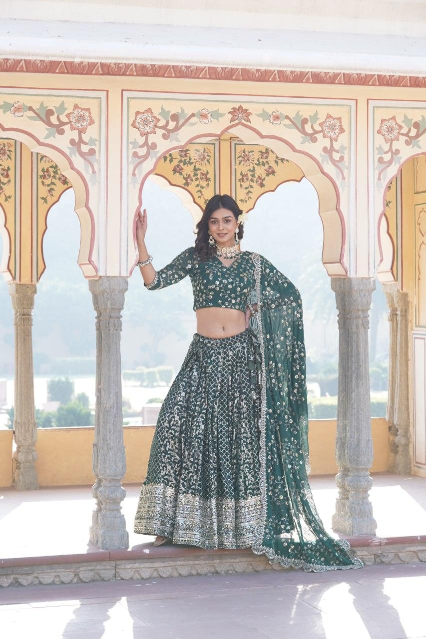 Attractive Pure Viscous Georgette Heavy Sequins Embroidered Lehenga Choli Set Countdown Package