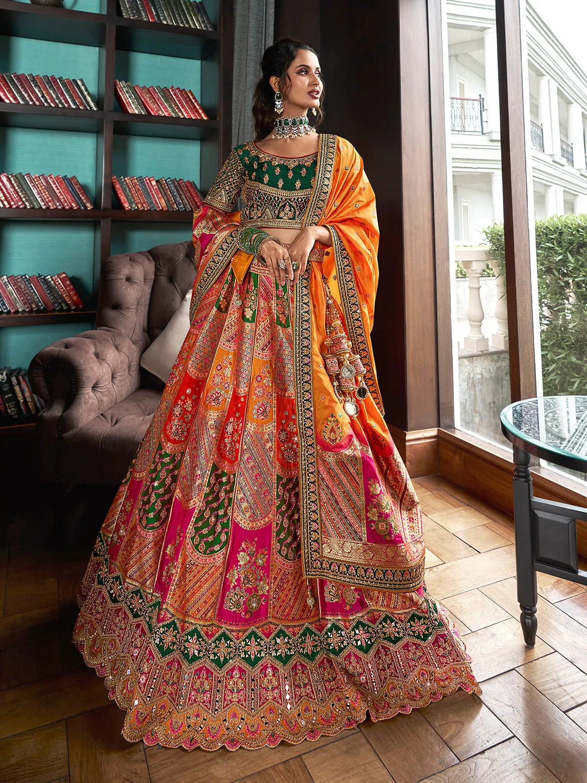 Luxurious Banarasi Silk Embroidered Bridal Lehenga Choli Set Official