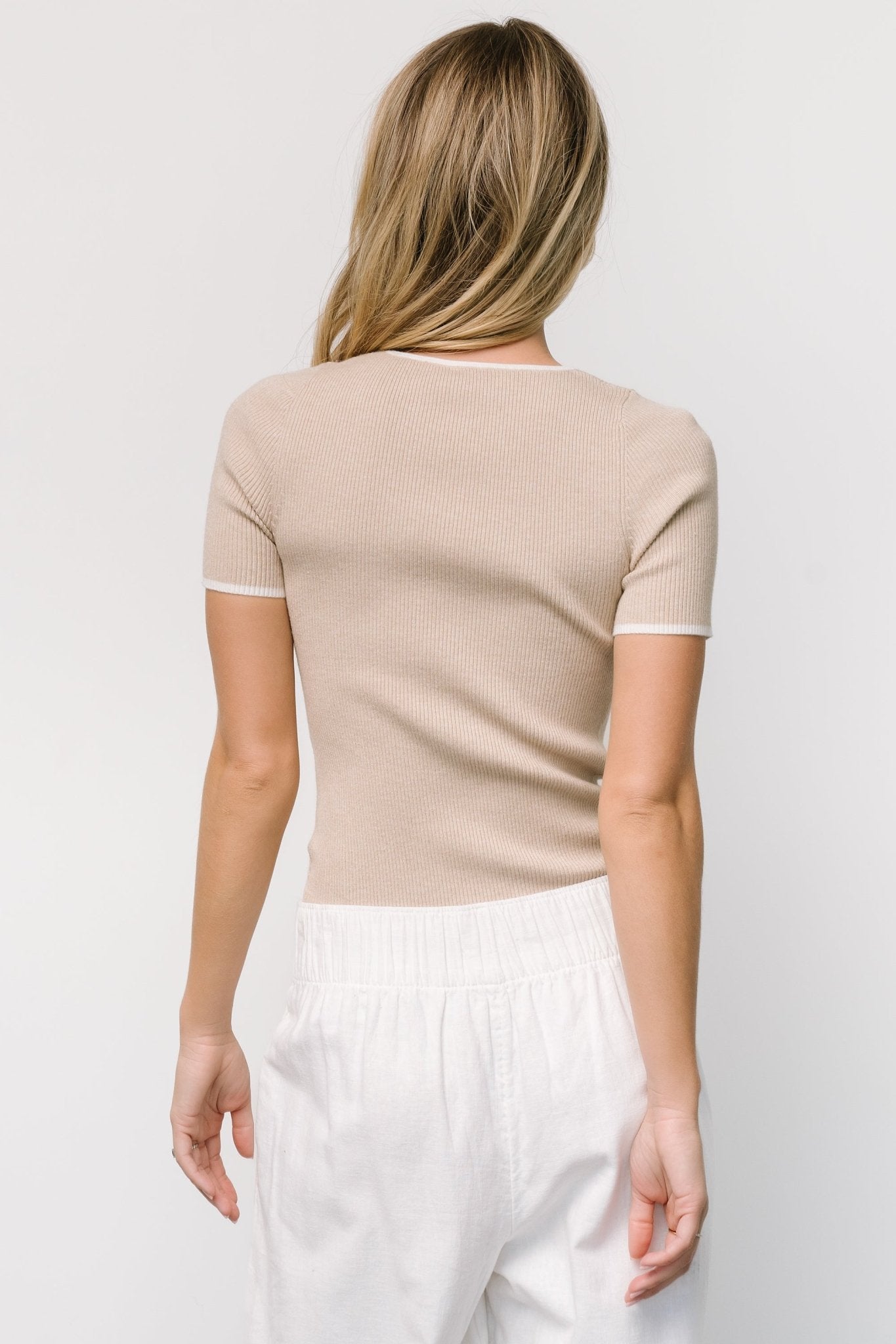 Dena Ribbed Top | Natural + Ivory Explore Cheap Pice