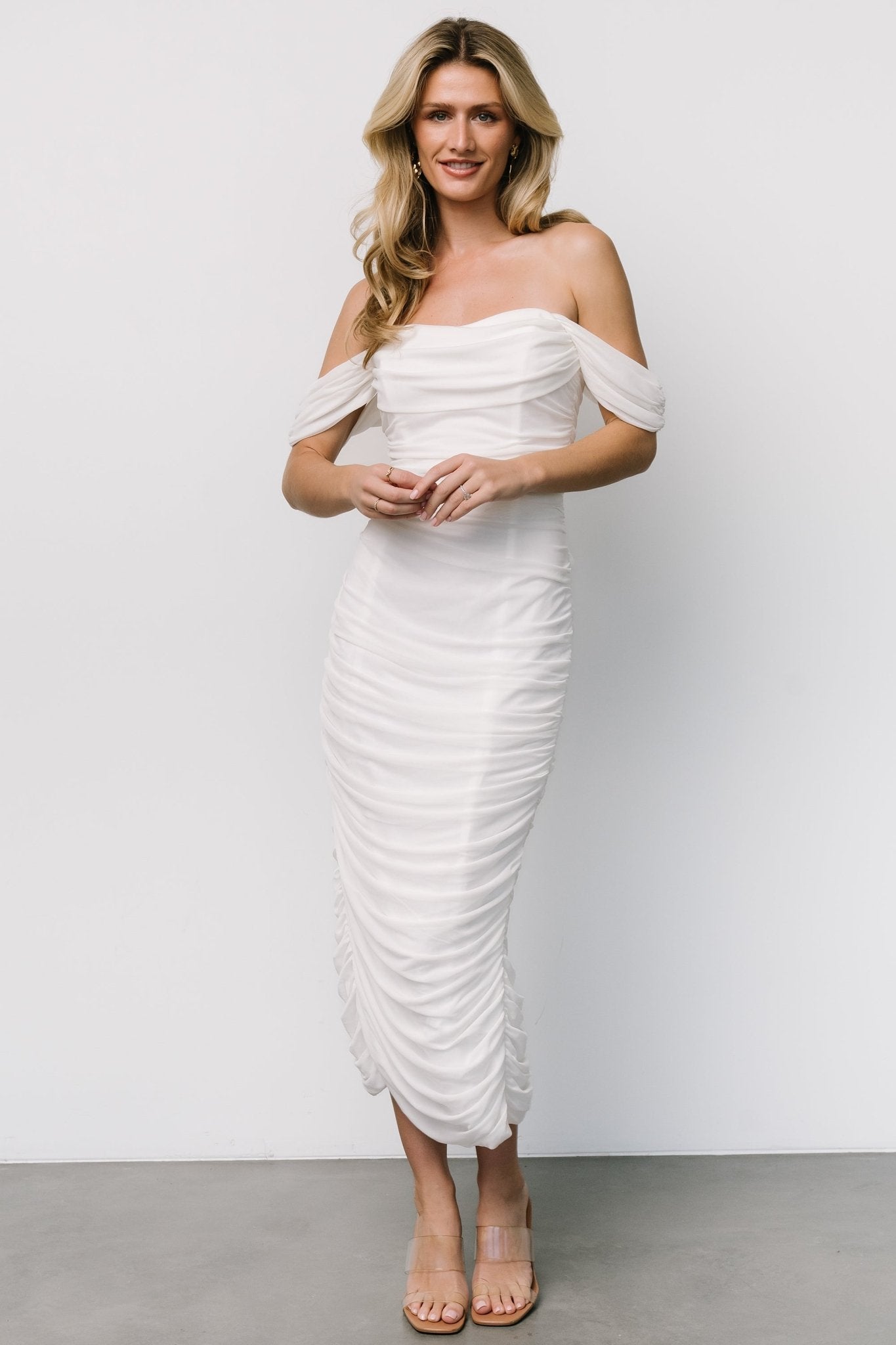 Alessandra Mesh Midi Dress | Off White 100% Original Cheap Pice