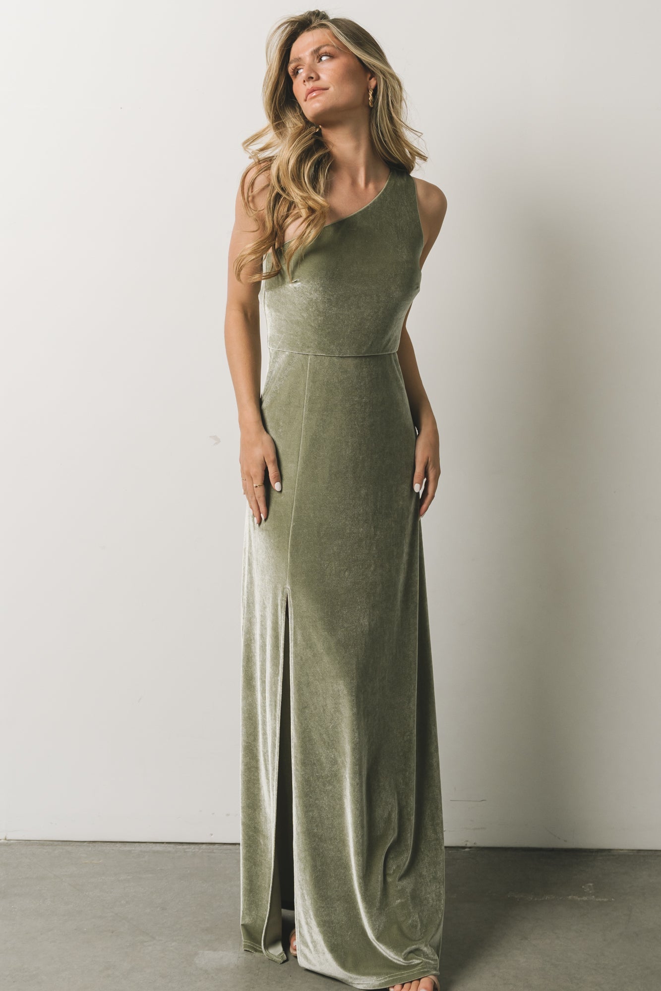 Tatiana Velvet One Shoulder Maxi Dress | Sage Cheap Sale 2025