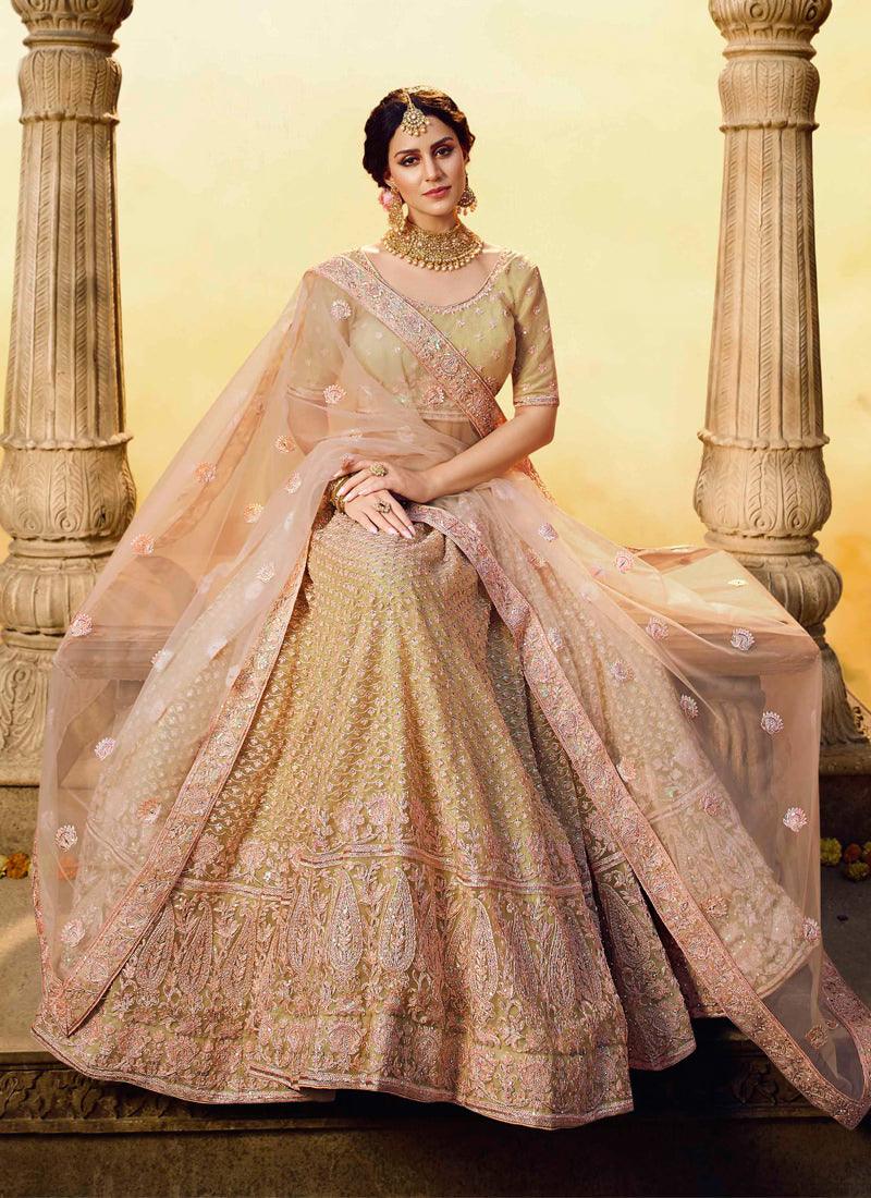 Golden Motiwork And Dori Soft Net Flared Lehenga Choli Official Site