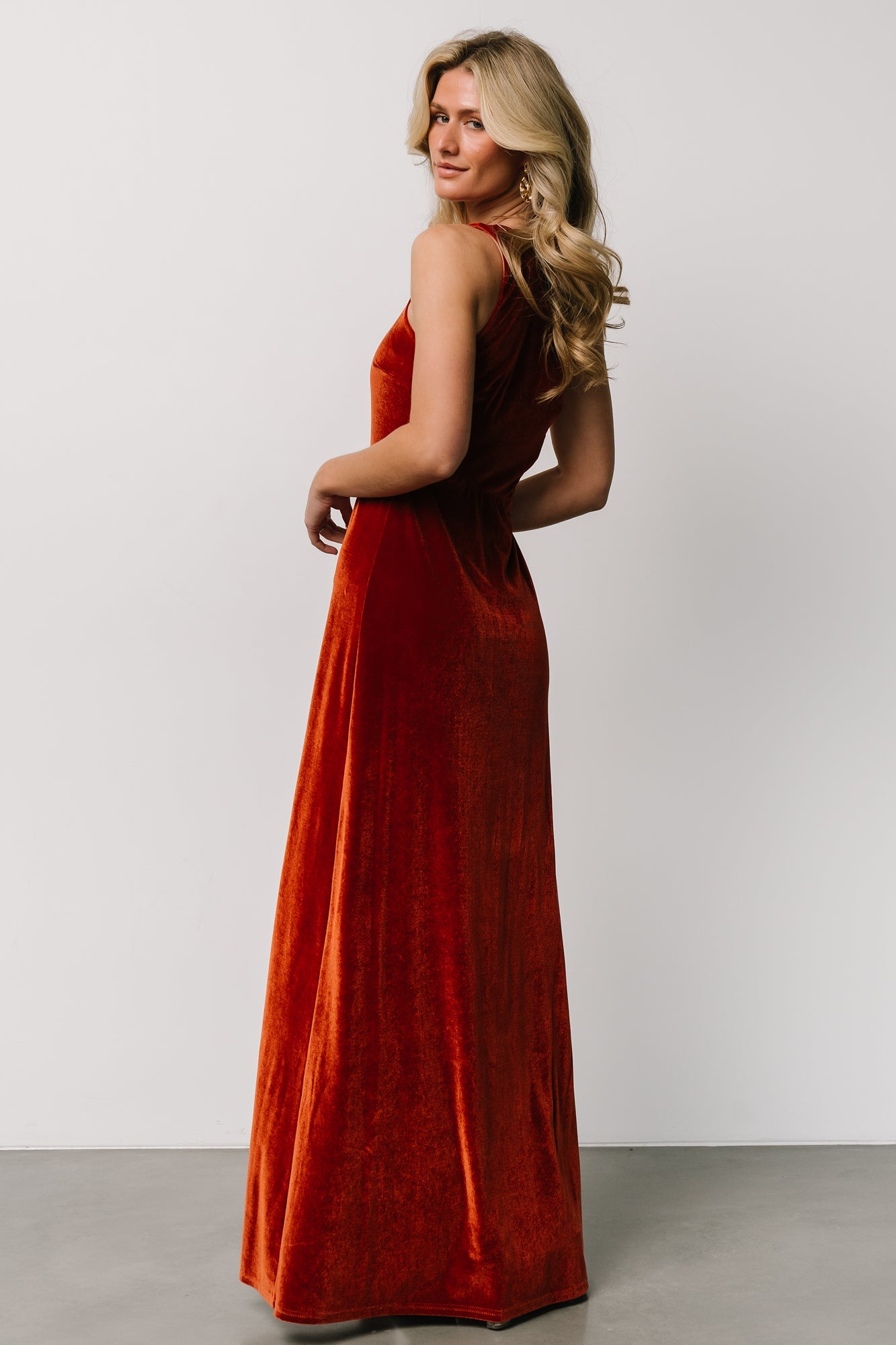 Tatiana Velvet One Shoulder Maxi Dress | Rust Free Shipping Shop