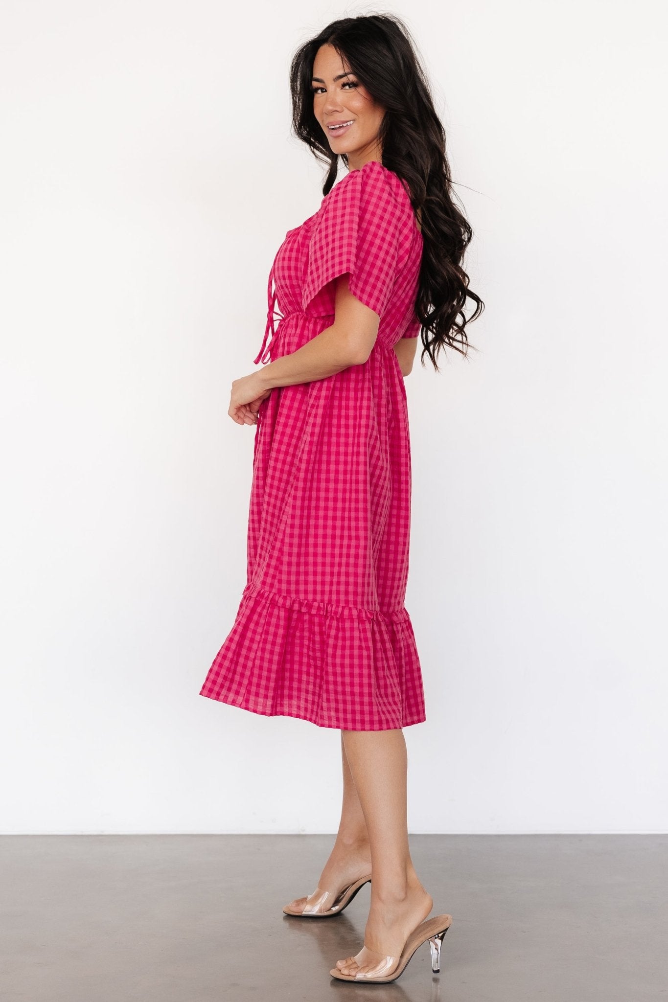 Erica Dress | Pink Gingham Print Get Authentic Sale Online