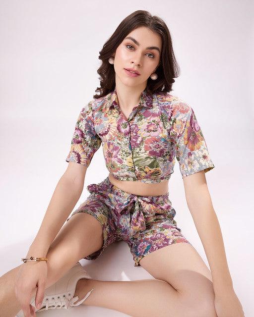 Enchanting Multi-Color Floral Printed Cotton Co-Ord Set Visit Online