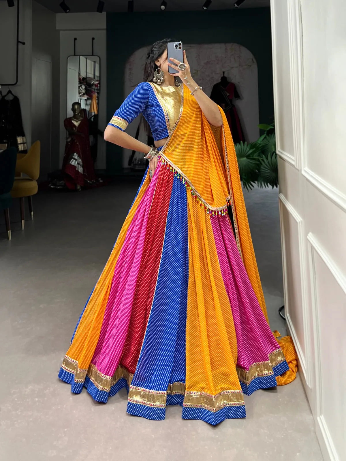 Stunning Multi Colored Georgette Navratri Lehenga Choli Clearance Clearance