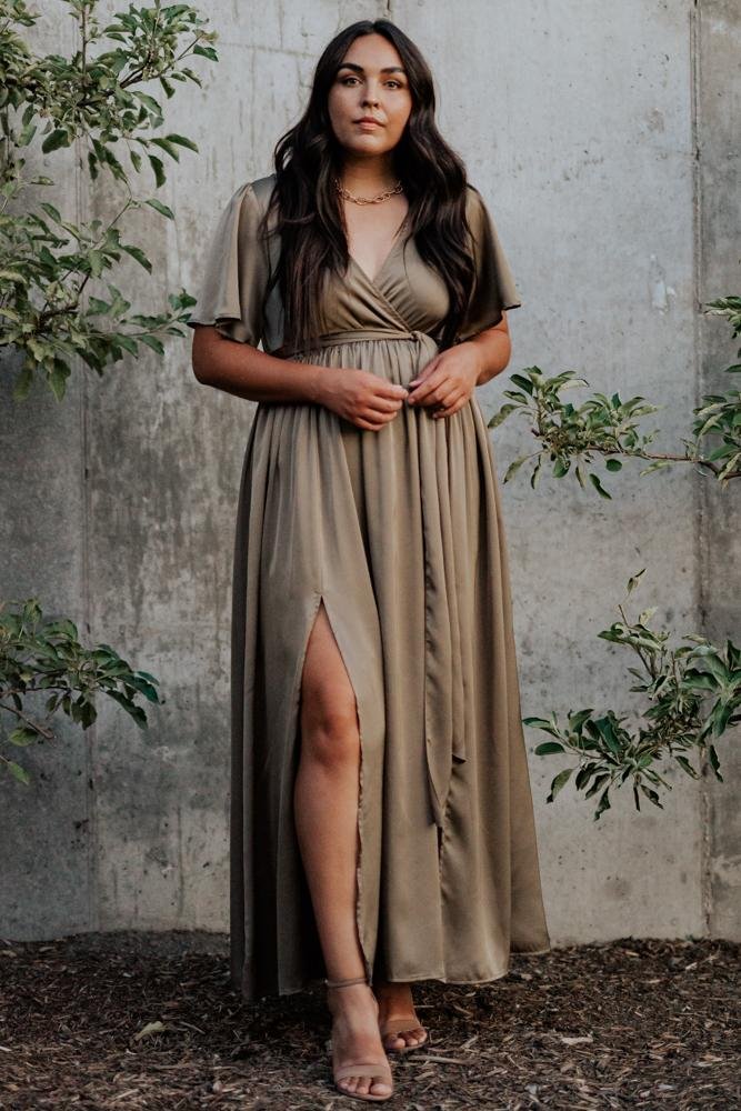 Sicily Satin Maxi Dress | Olive Clearance Shop