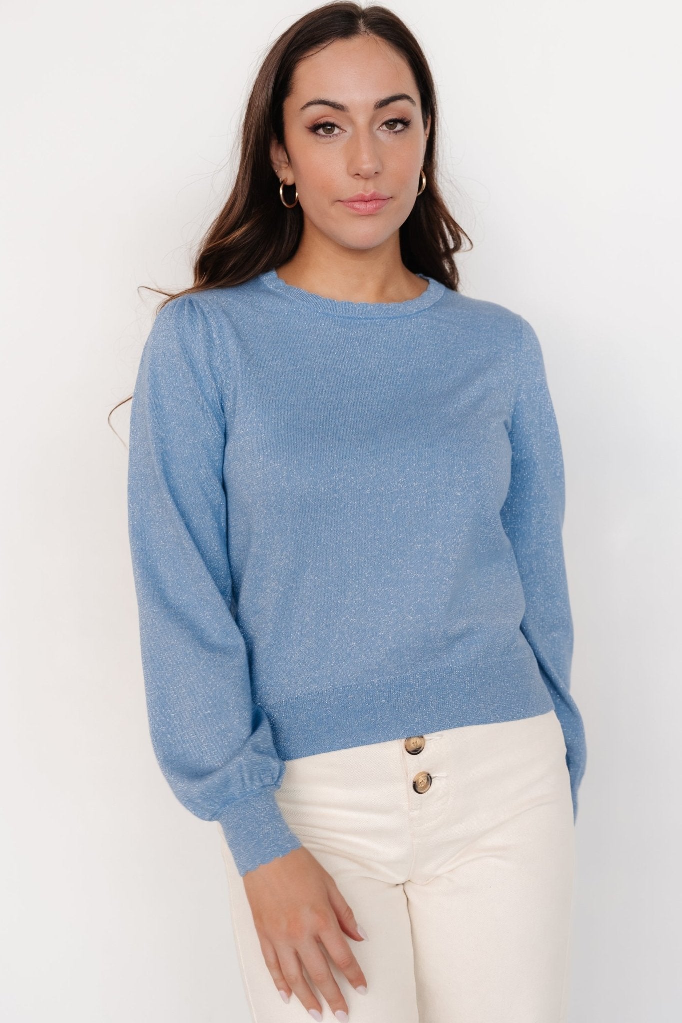 Benson Shimmer Sweater Top | Blue Cheap Best