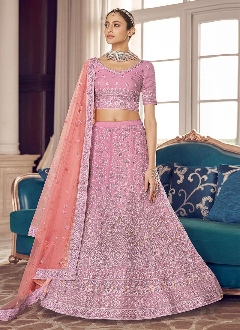 Organza Fabric Pink Color Weddingwear Kalidar Lehenga Choli Buy Cheap Footlocker Pictures