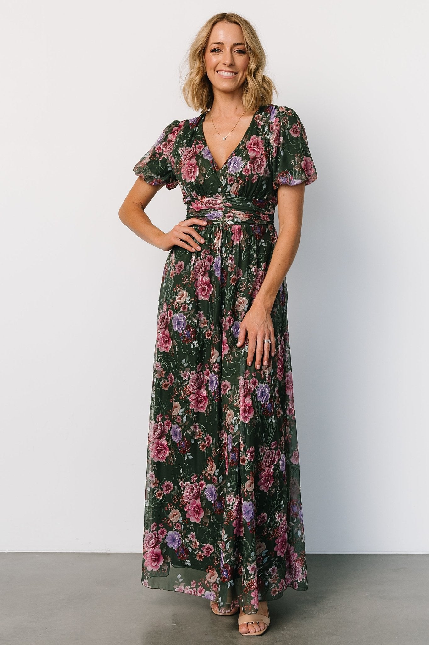 Ardley Maxi Dress | Green + Pink Floral View Cheap Online