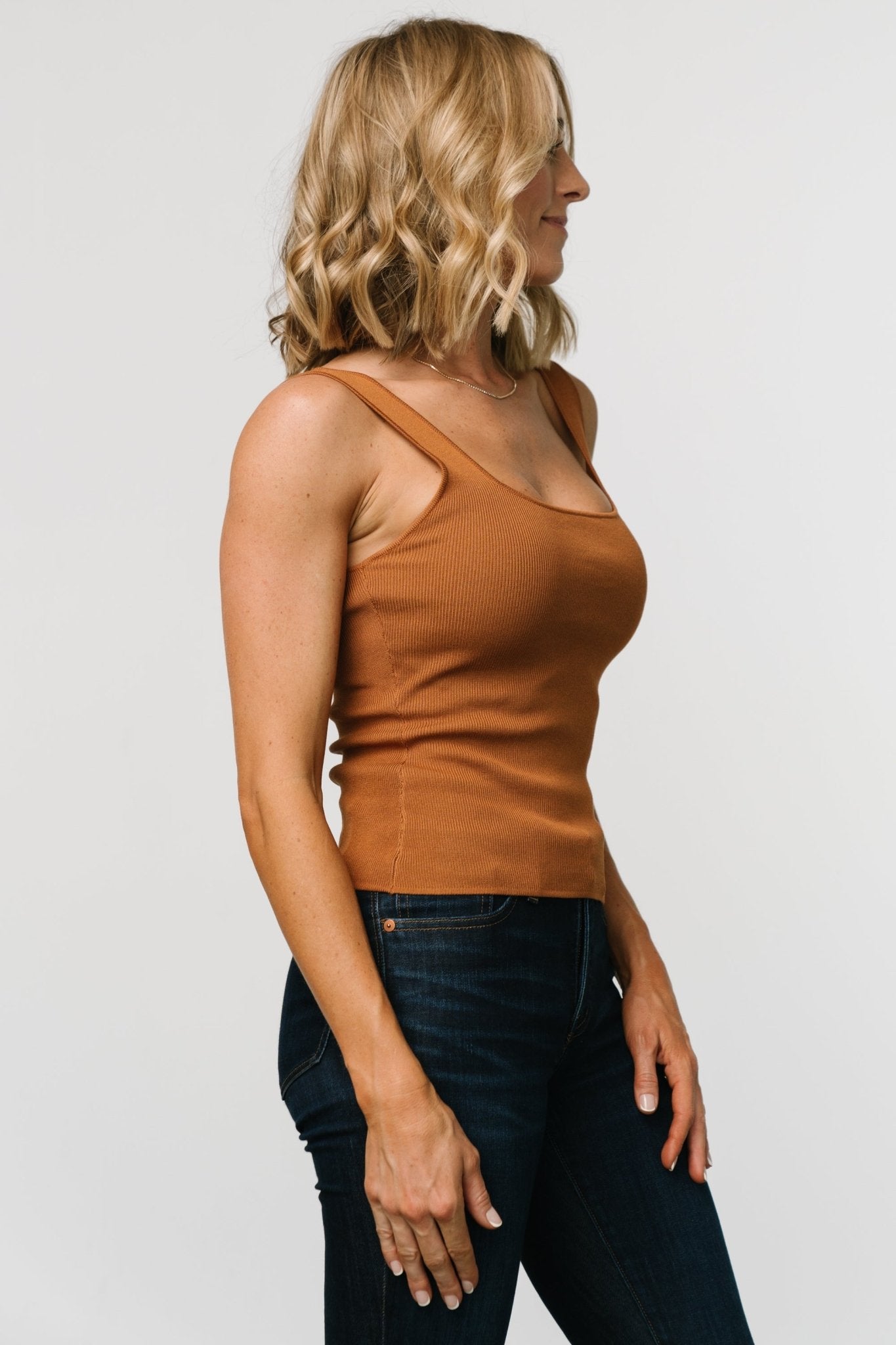 Cher Square Neck Knit Tank | Copper Eastbay Online