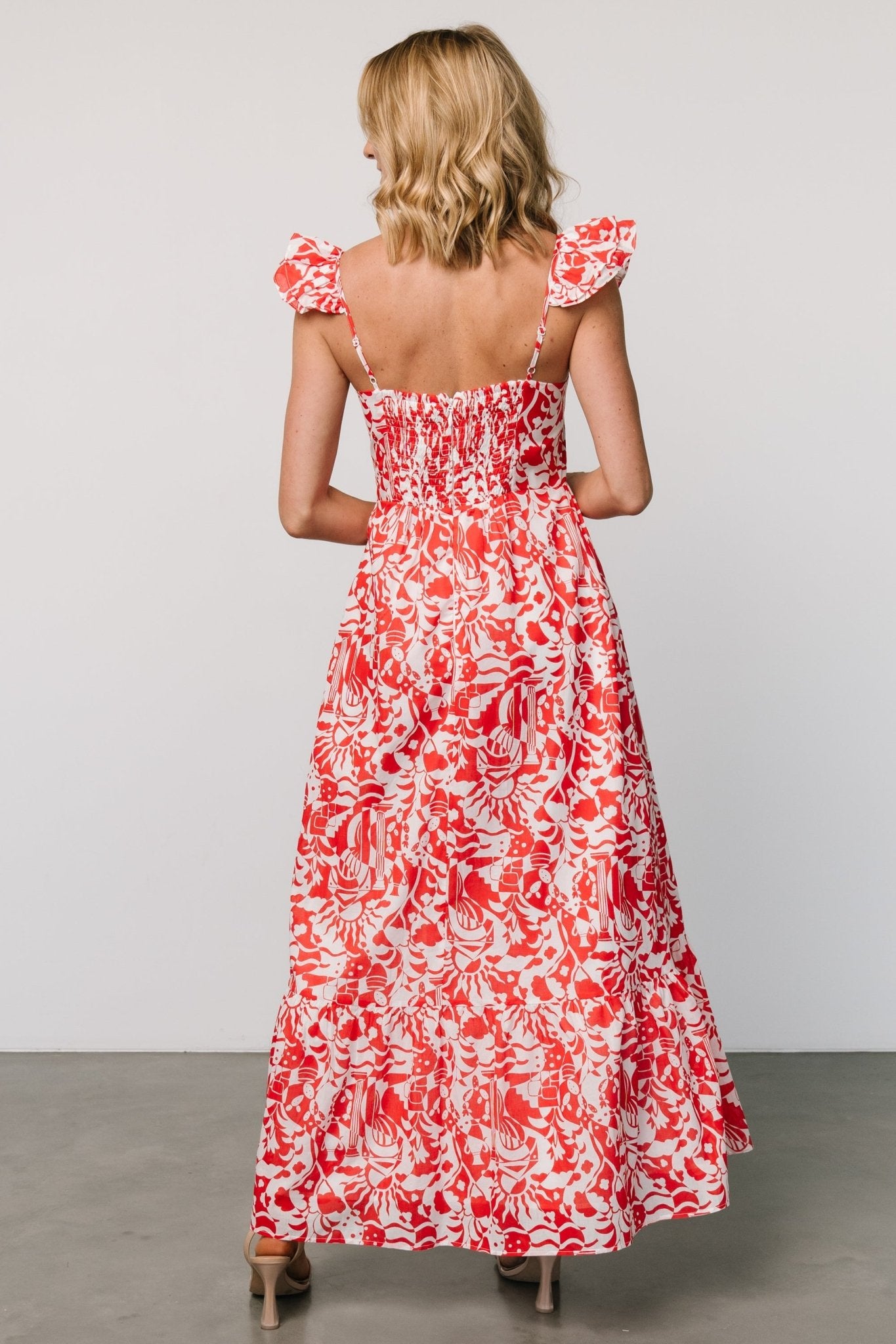 Renee Maxi Dress | White + Red Reliable For Sale