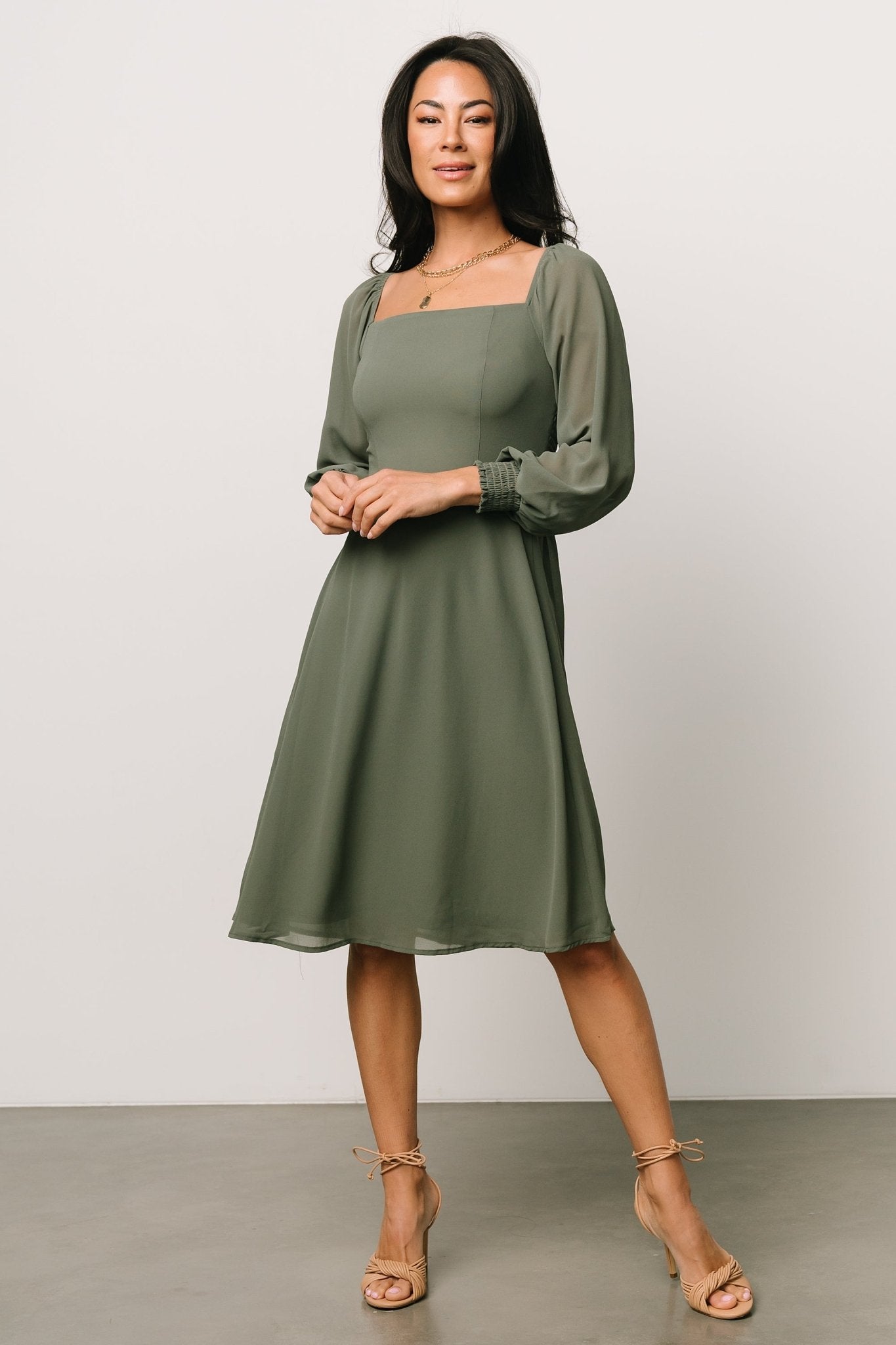 Elise Short Dress | Dark Sage Cheap Sale Lowest Pice