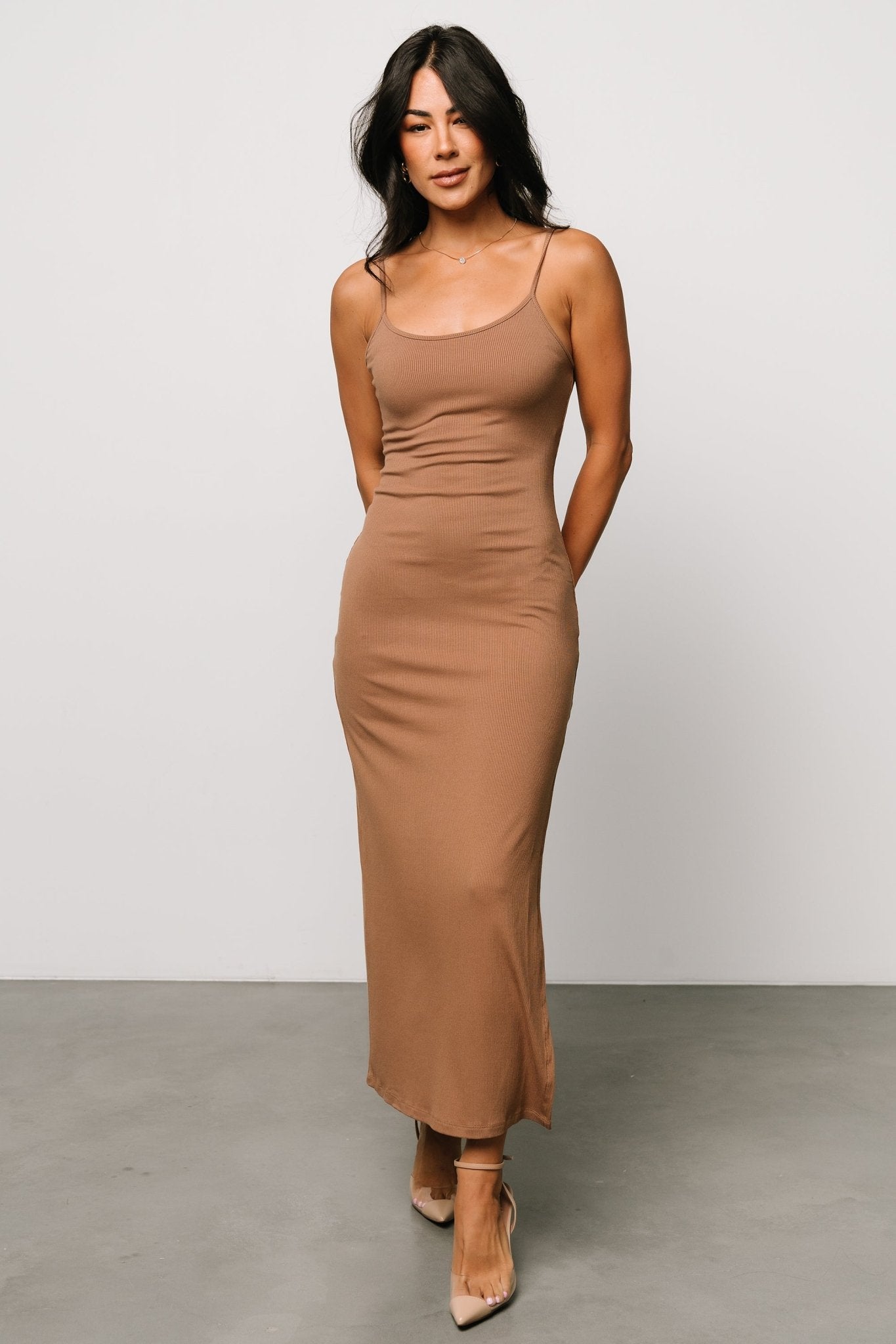 Kade Bodycon Tank Dress | Dusty Brown With Credit Card Cheap Online