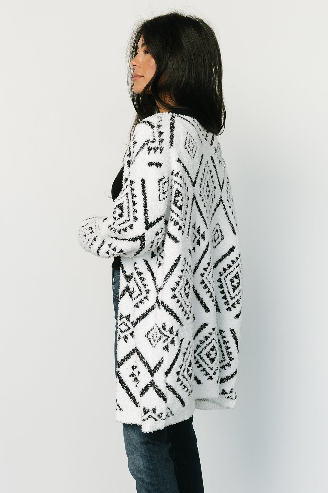 Jay Oversized Cardigan | White + Black Amazing Pice Cheap Online