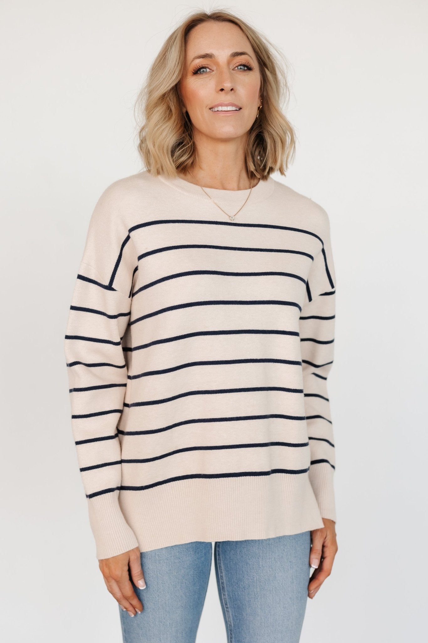 Colmar Striped Sweater | Cream + Navy Outlet 2025 Unisex