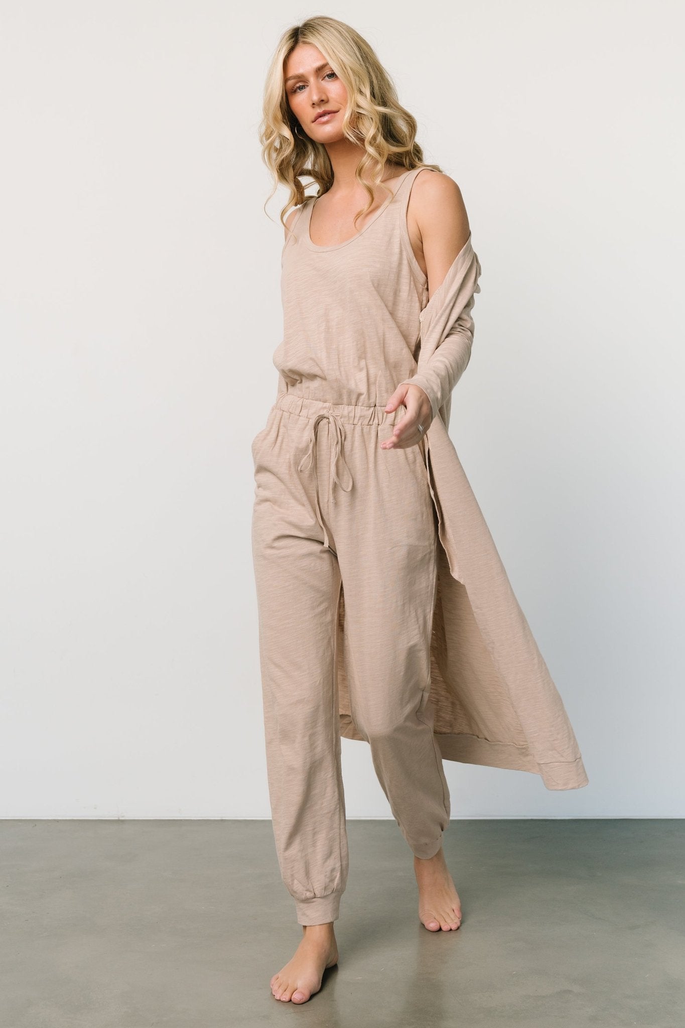 Janae Jumpsuit + Cardigan Set | Oatmeal Free Shipping Online