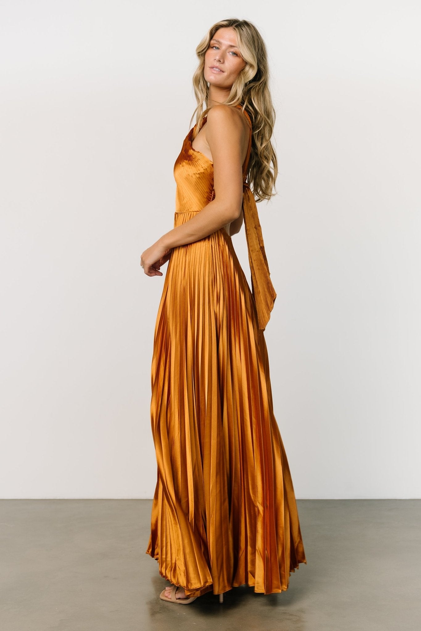 Sandra Pleated Maxi Dress | Copper Discount Collections