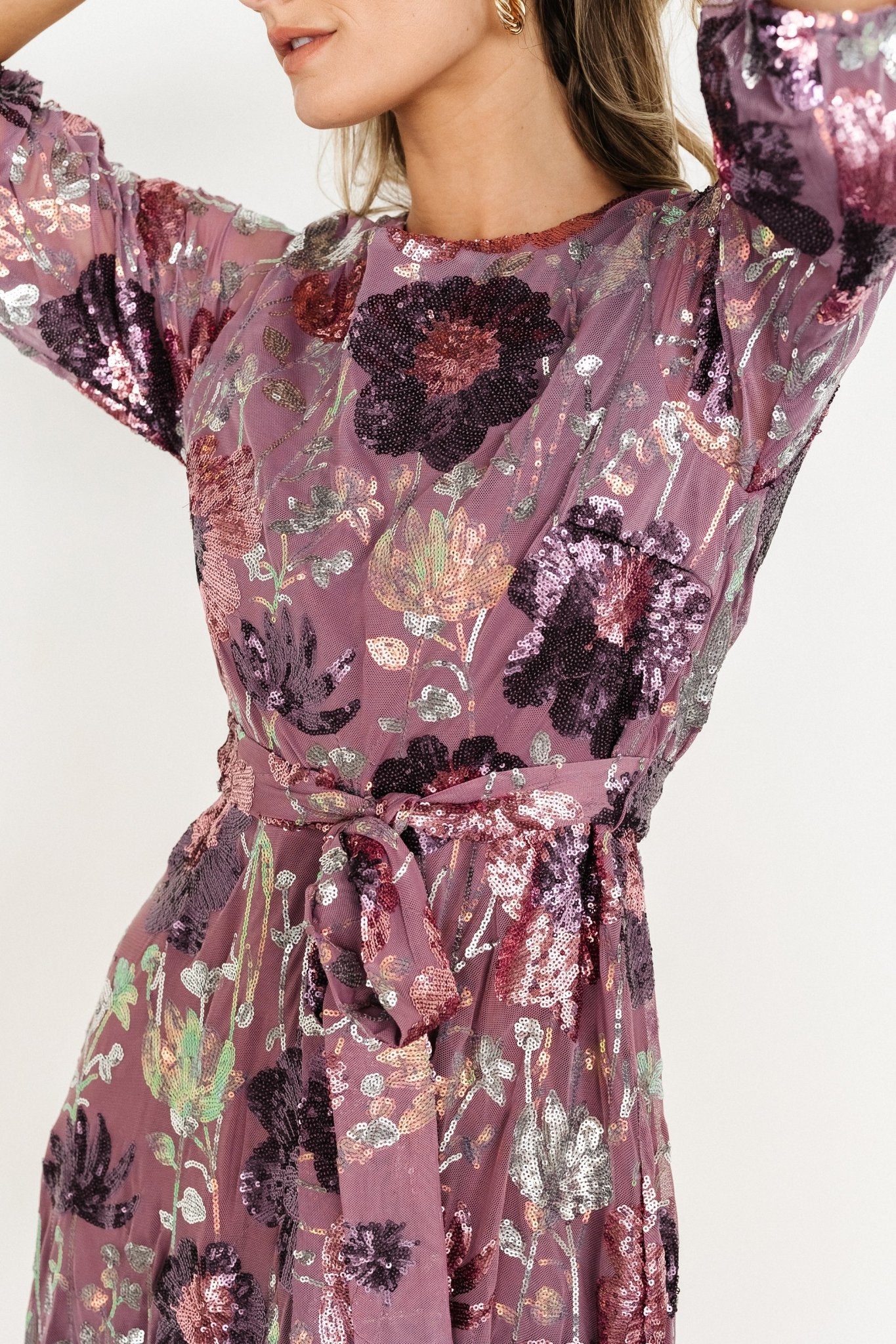 Destiny Sequin Maxi Dress | Lilac Floral Cheap Low Cost