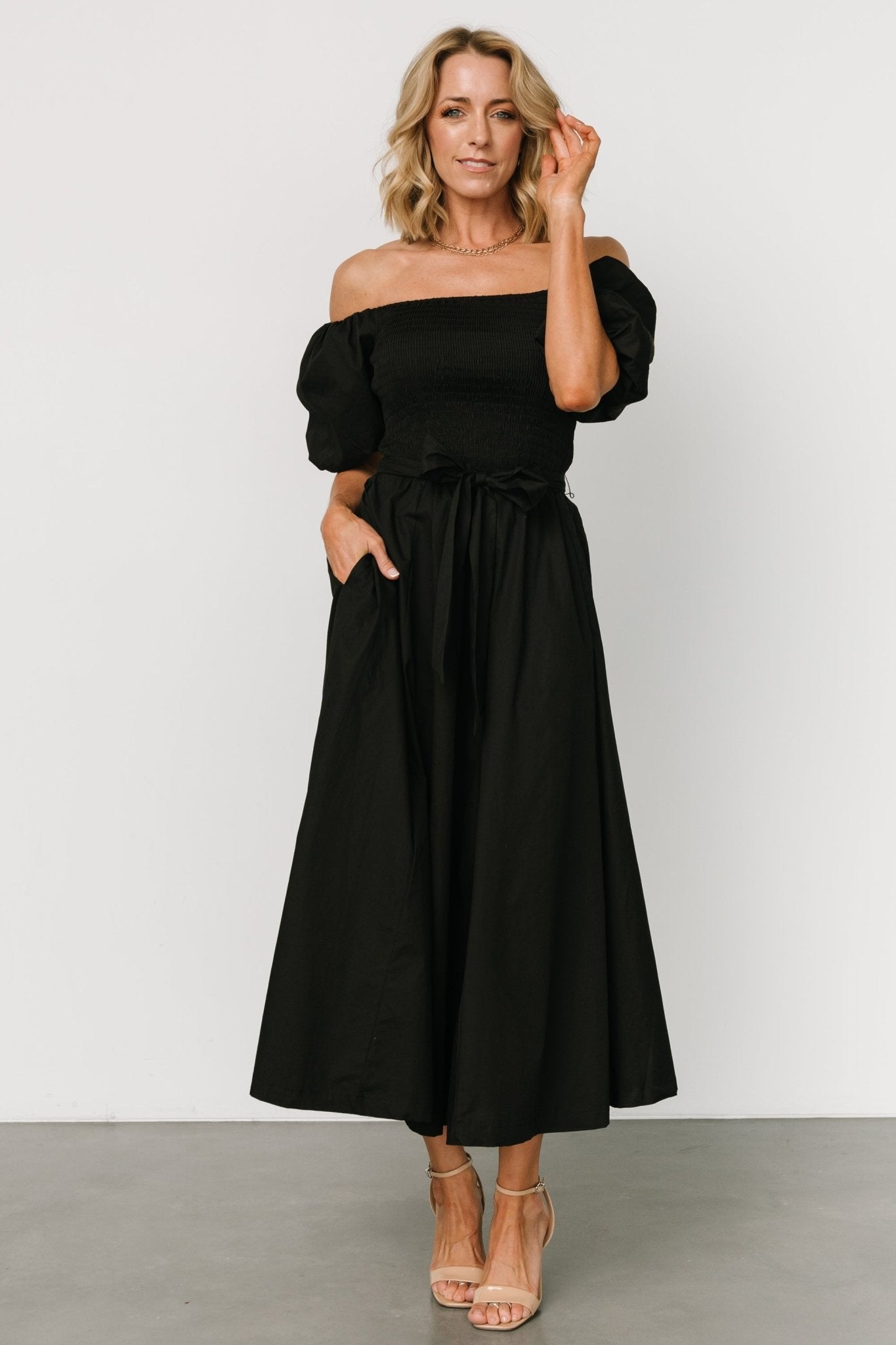 Bardot Midi Dress | Black Cheap Sale 100% Original