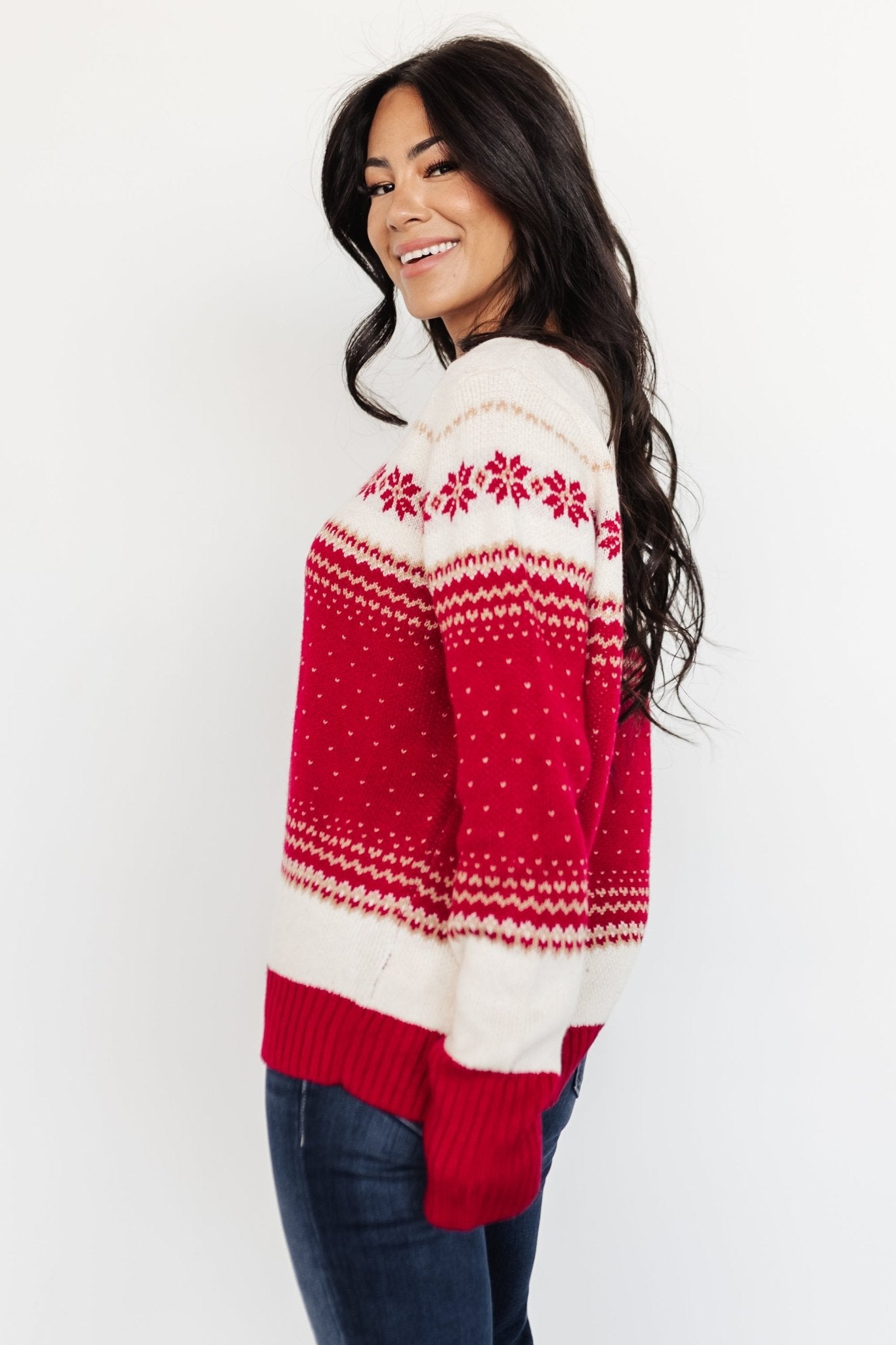 Griffin Knit Sweater | Red Multi Outlet Collections