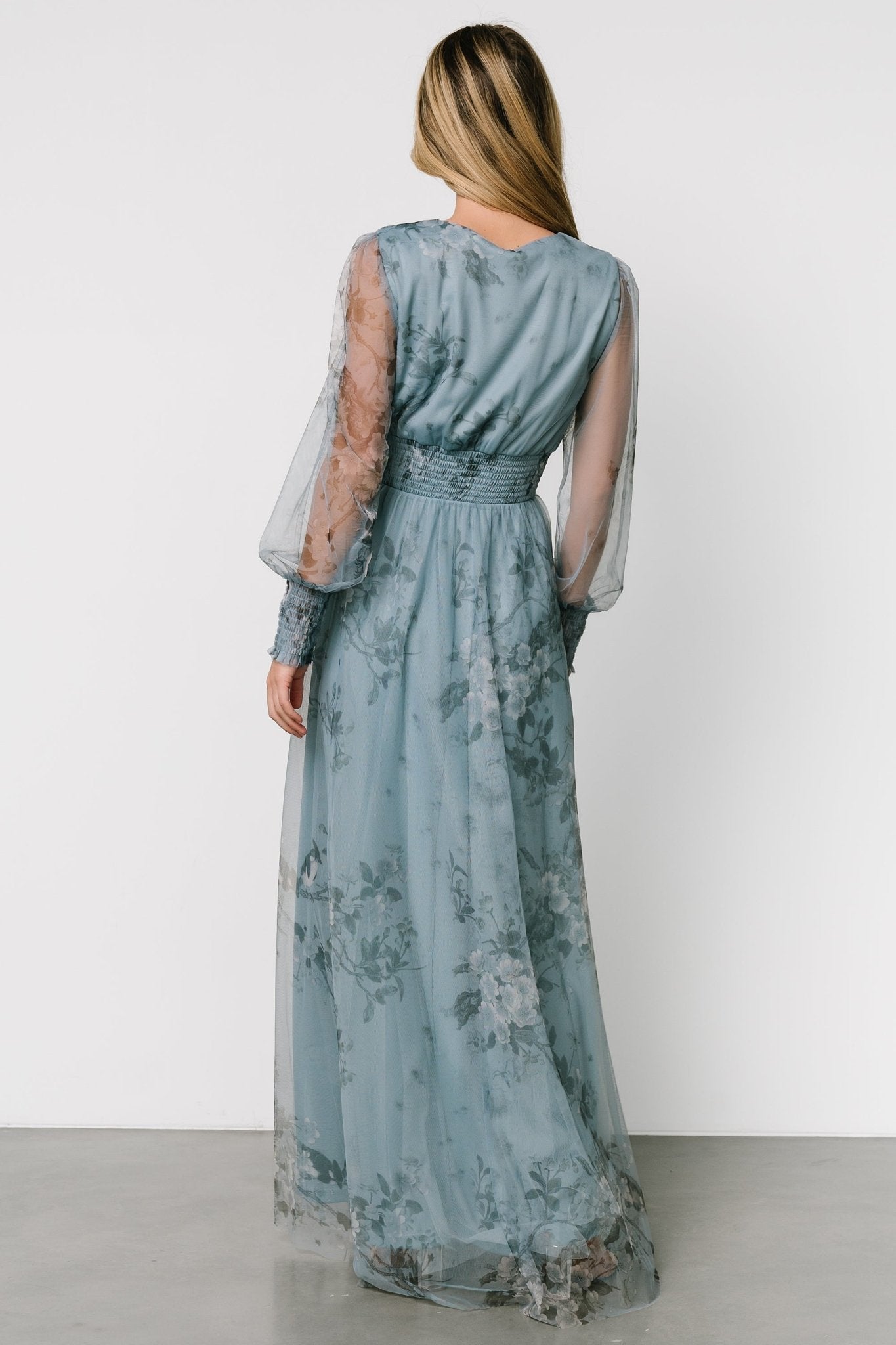 Layla Tulle Maxi Dress | Dusty Blue Floral Footlocker Pictures Online