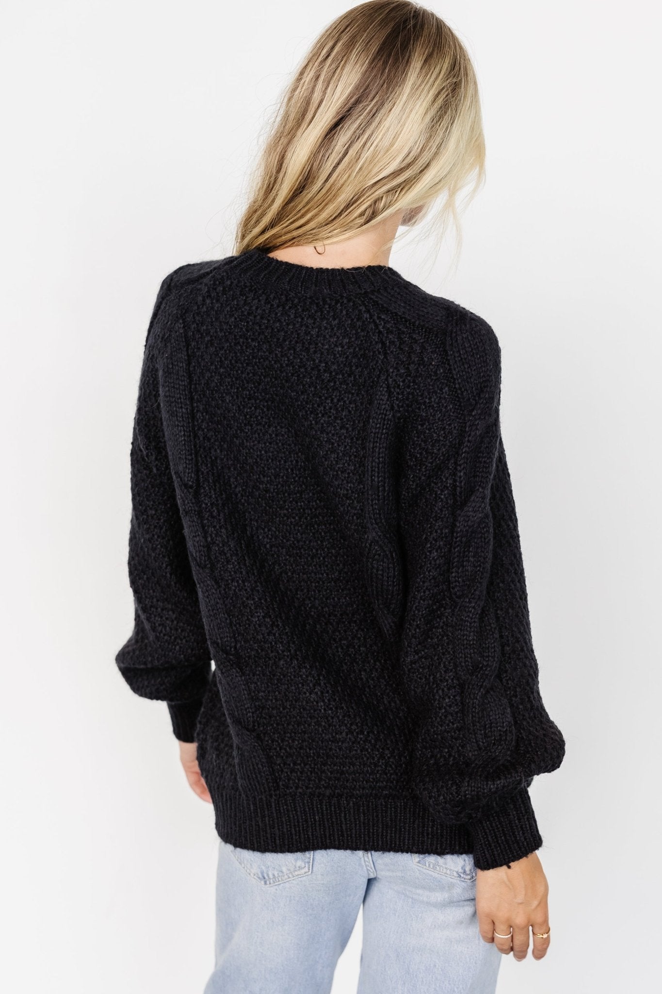 Lukas Cable Knit Sweater | Black For Sale 2025