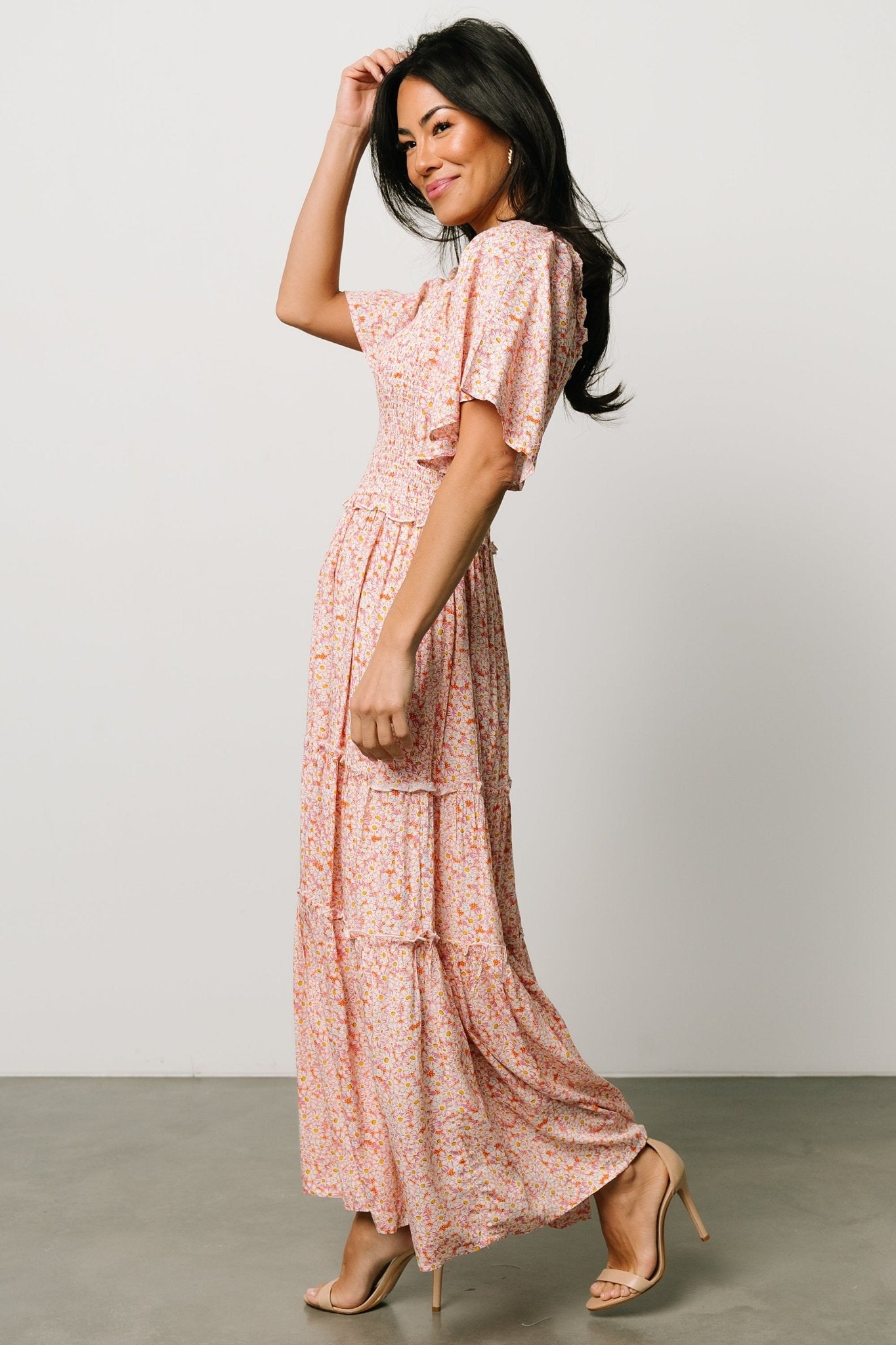 Regina Smocked Maxi Dress | Coral Floral Discount Explore