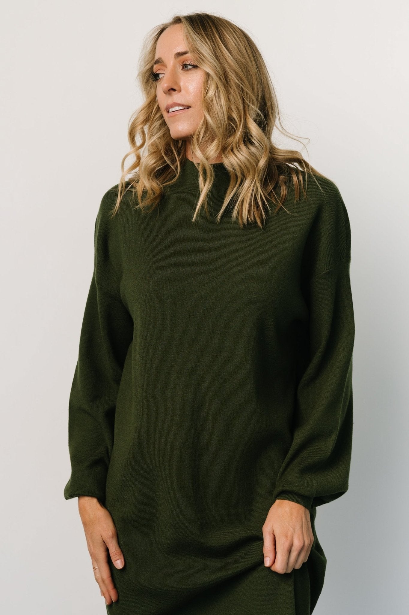 Jennings Sweater Dress | Deep Olive Free Shipping Classic