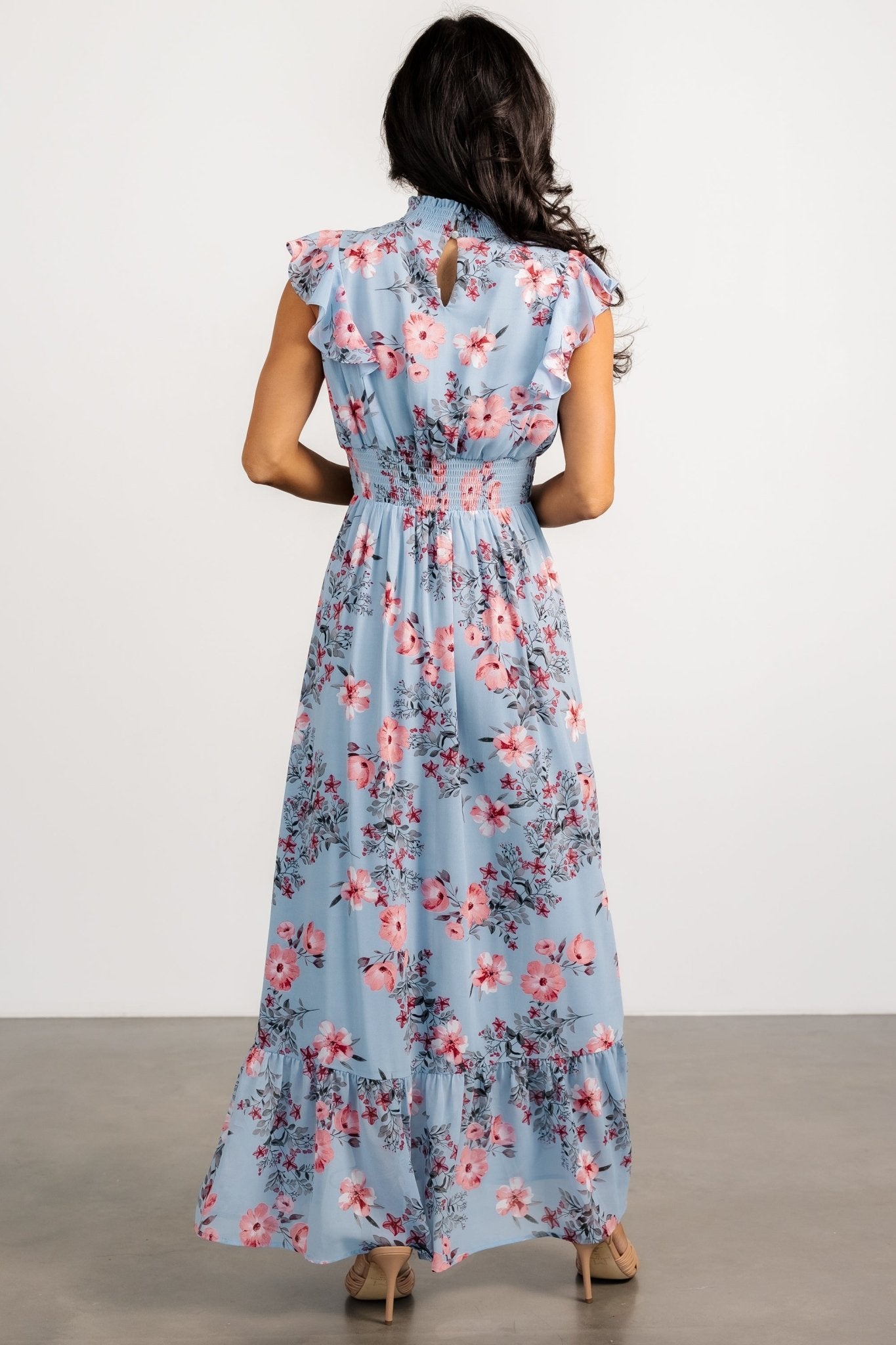 Kearny Ruffle Maxi Dress | Light Blue + Blush Sale Choice