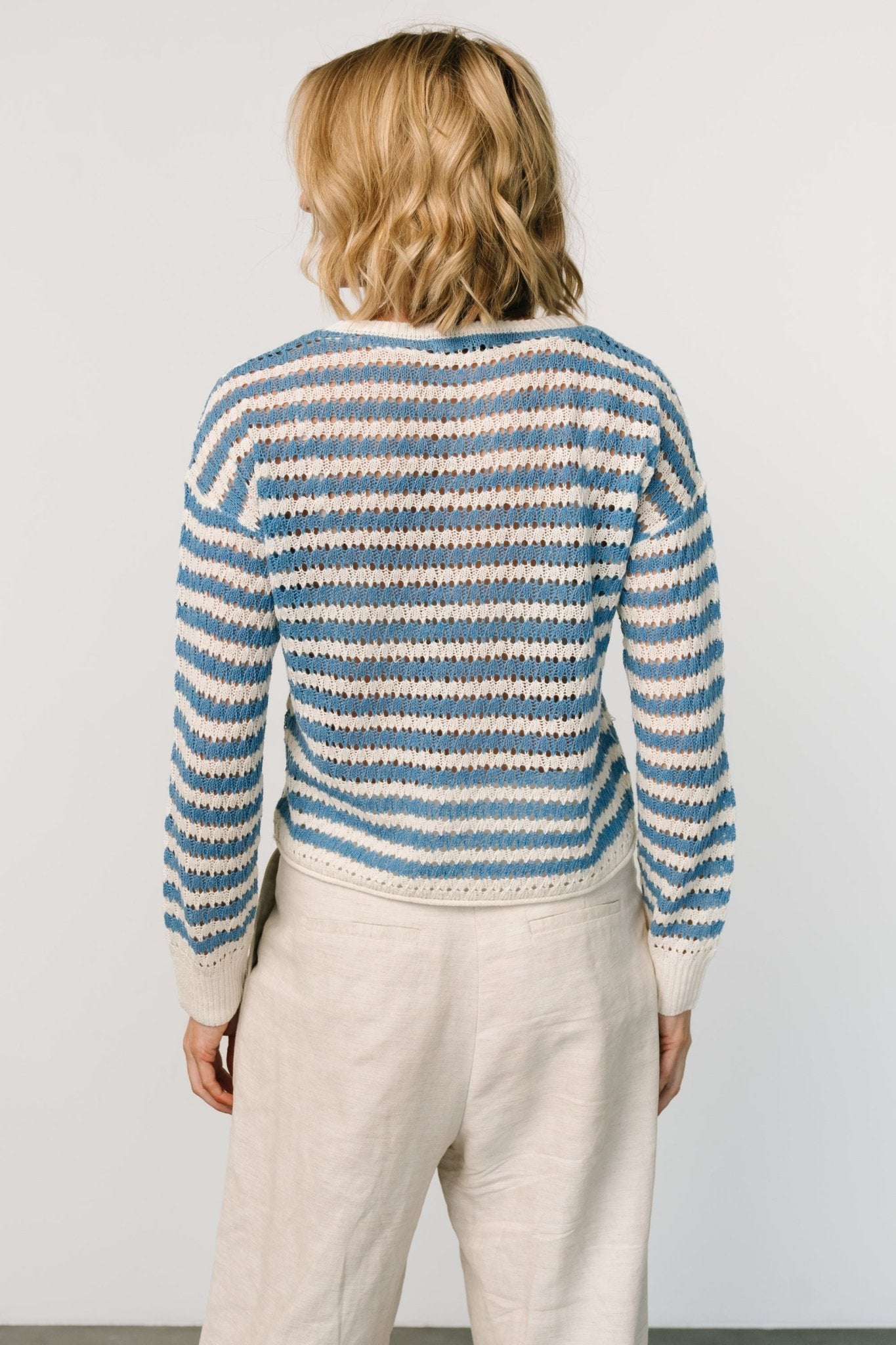 Dawn Open Knit Top | Blue + Ivory Sale Recommend