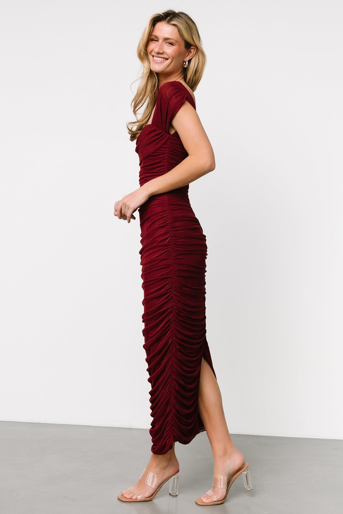 Alessandra Mesh Midi Dress | Burgundy Discount Reliable