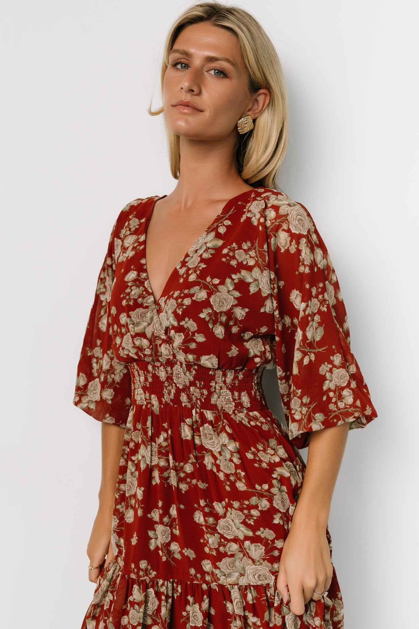 Coventry Tiered Midi Dress | Rust Floral Really For Sale