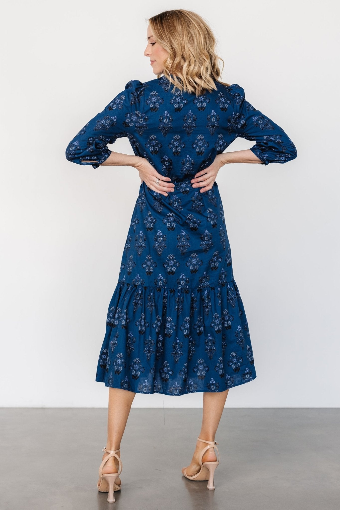 Mira Midi Dress | Deep Blue Print New Styles For Sale