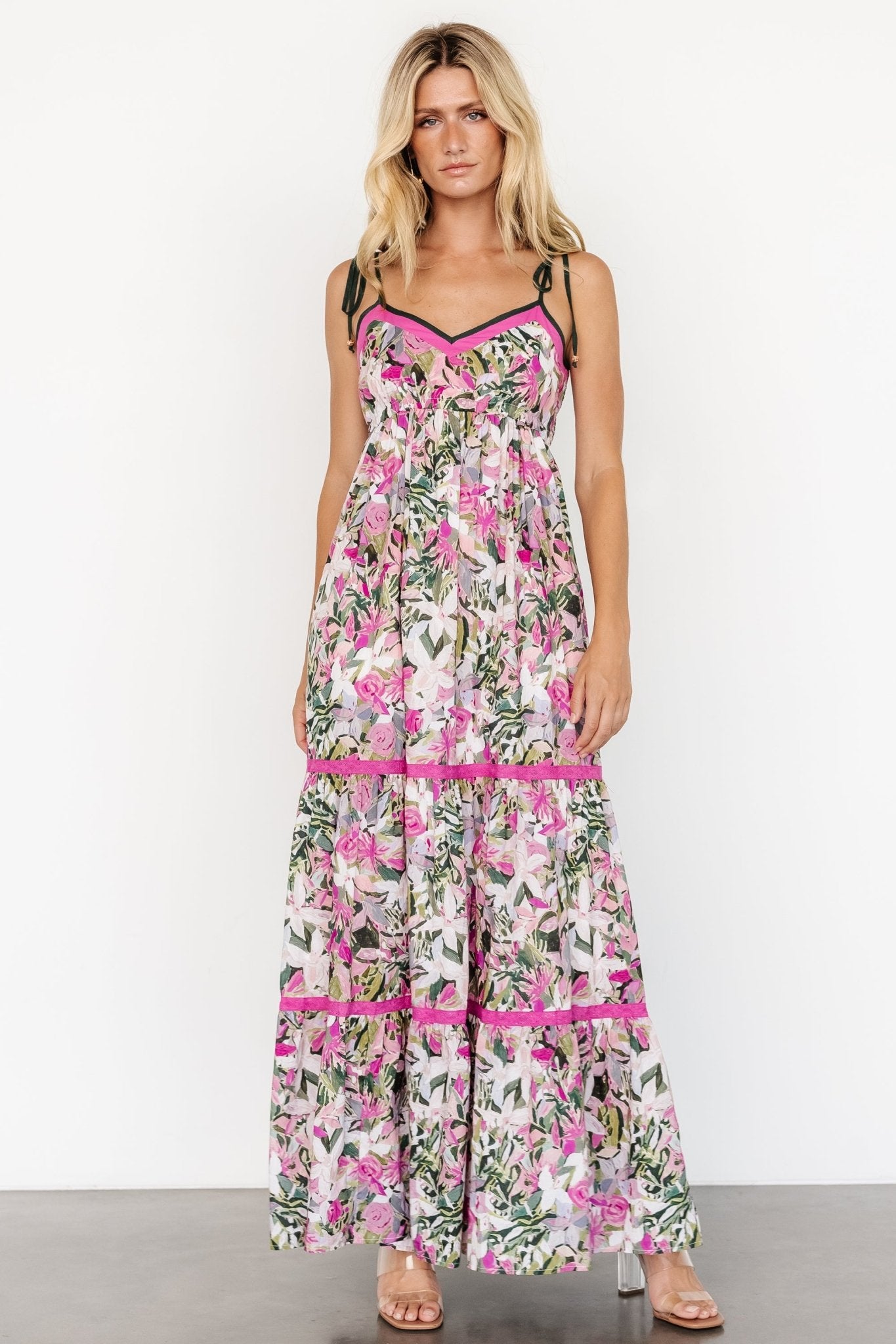 Pierrette Maxi Dress | Pink Multi Clearance Inexpensive