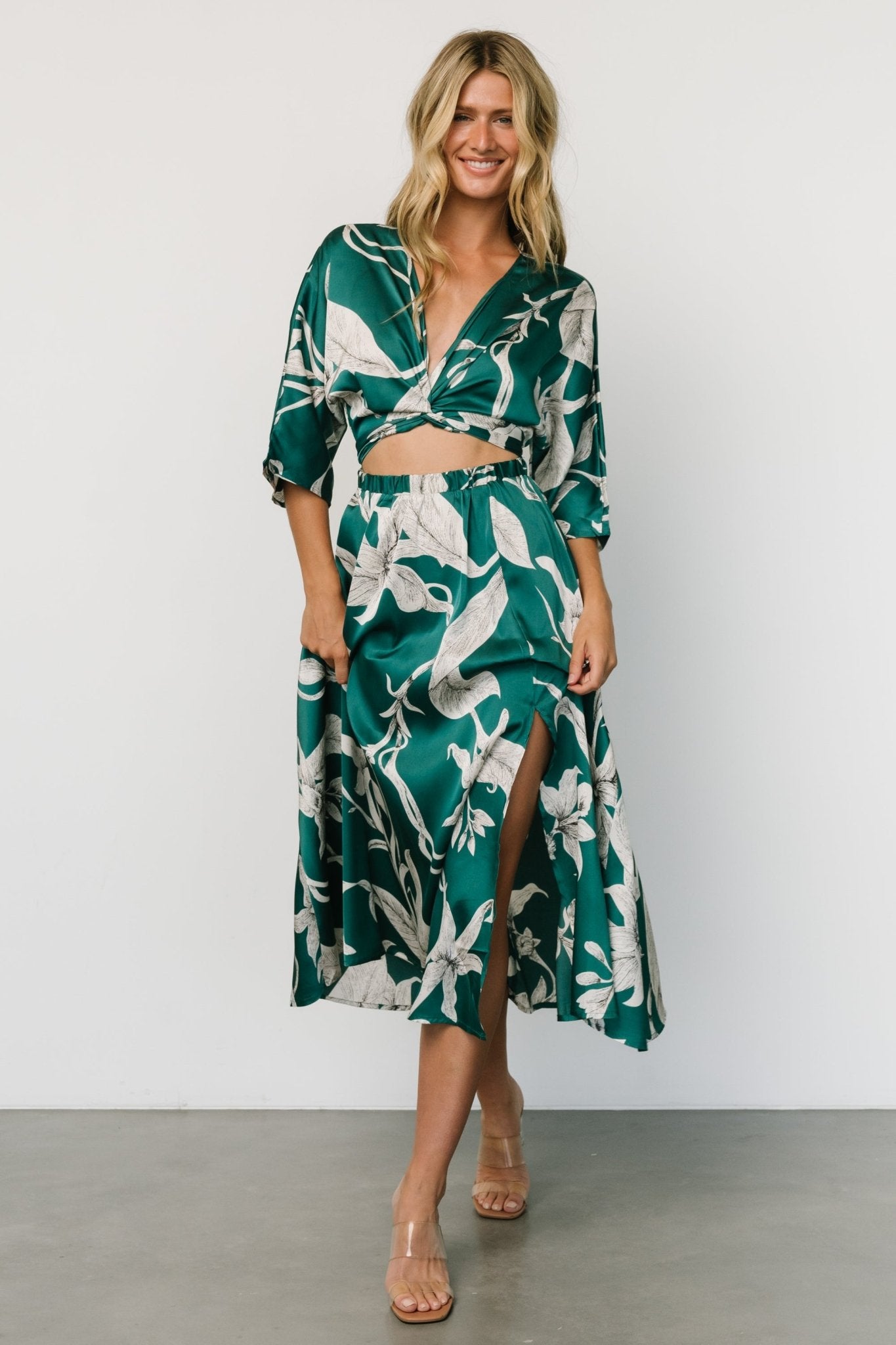 Avryll Front Tie Dress | Green Inexpensive