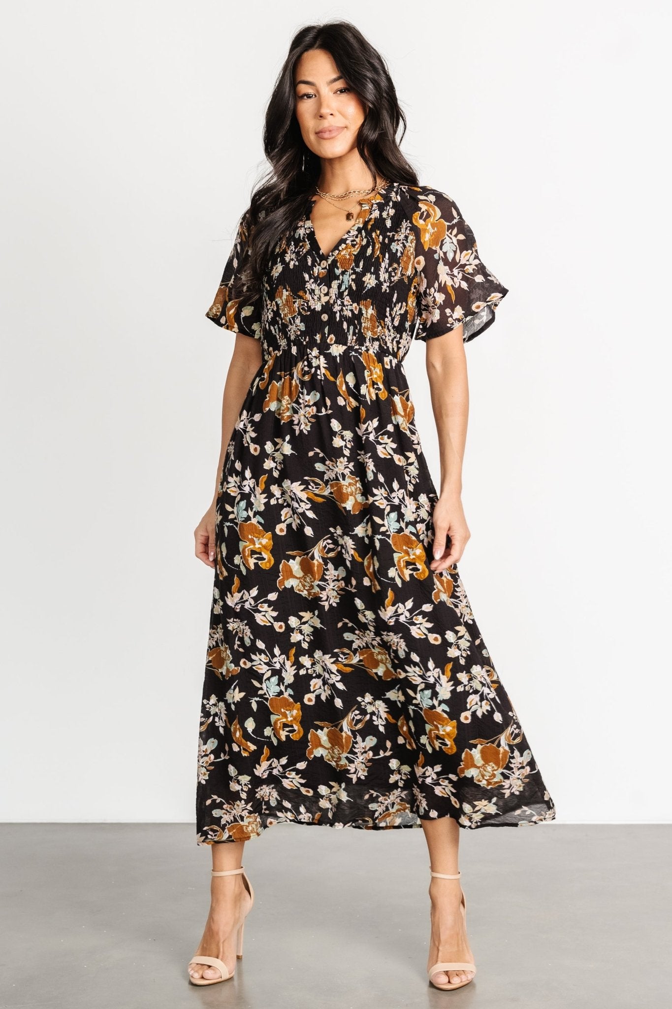 Hathaway Midi Dress | Black Floral Discount Outlet Locations