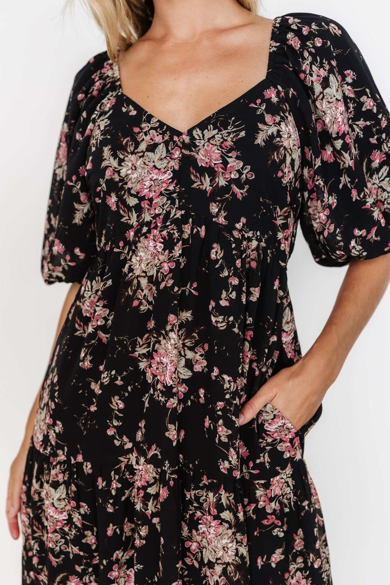 Evelette Dress | Black + Mauve Floral Sale Explore