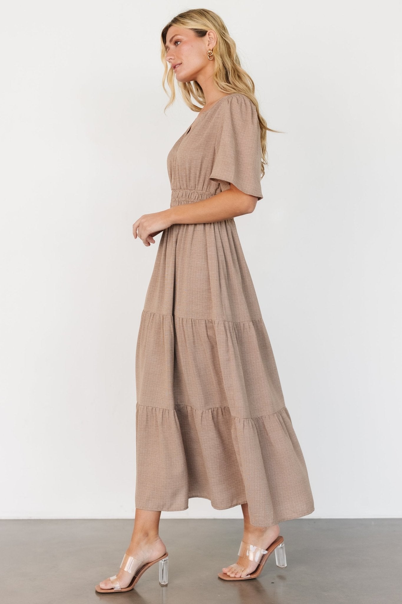 Danielle Tiered Maxi Dress | Brown Print Cheap Sale Manchester