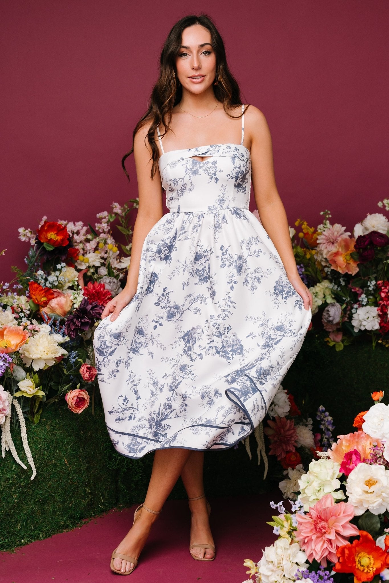 Bellagio Midi Dress | Slate Floral Enjoy Online