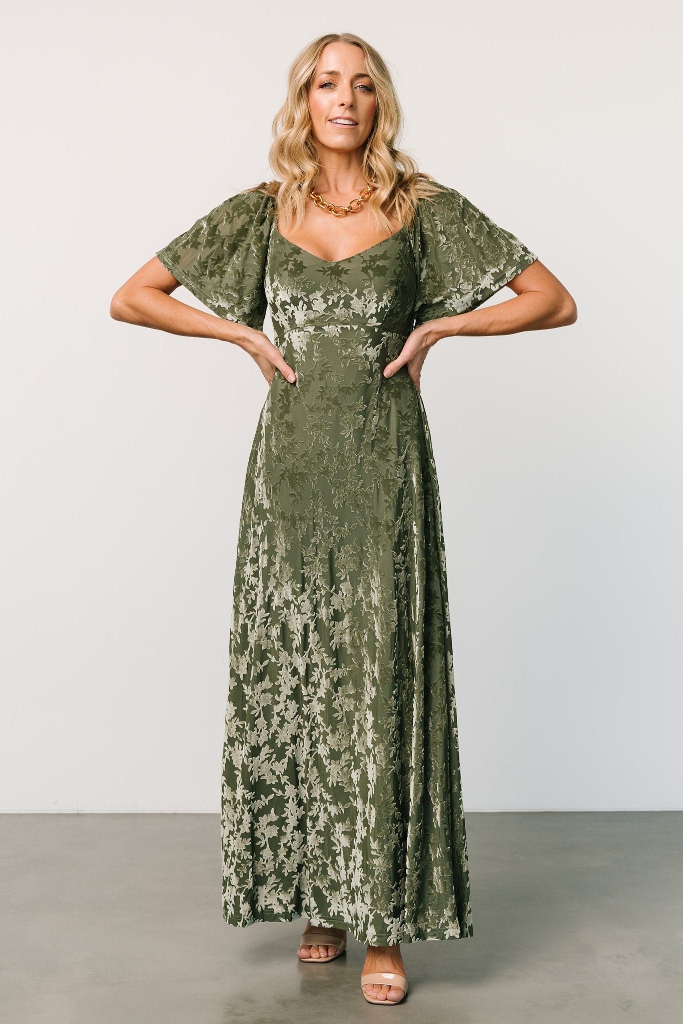 Everley Velvet Maxi Dress | Dark Sage 2025 New Cheap Pice