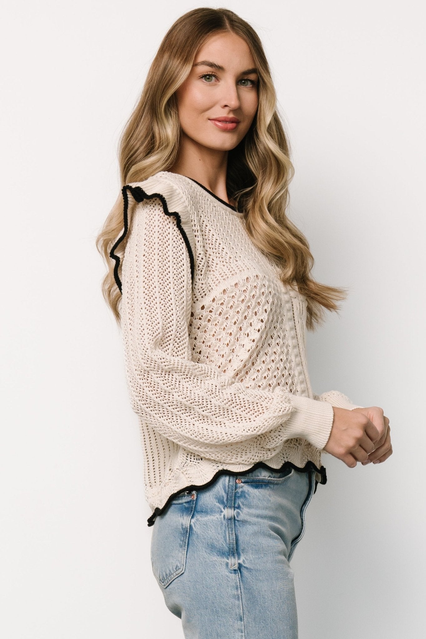 Oleya Knit Sweater Top | Ivory Sale View