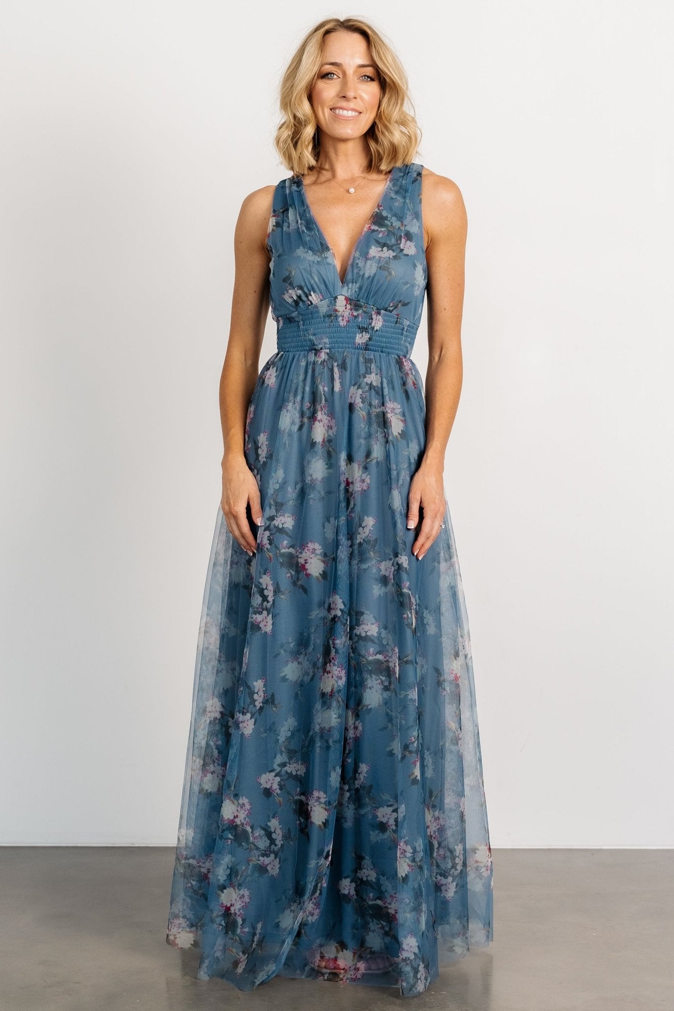 Kamila Tulle Maxi Dress | Blue Multi Floral Store With Big Discount