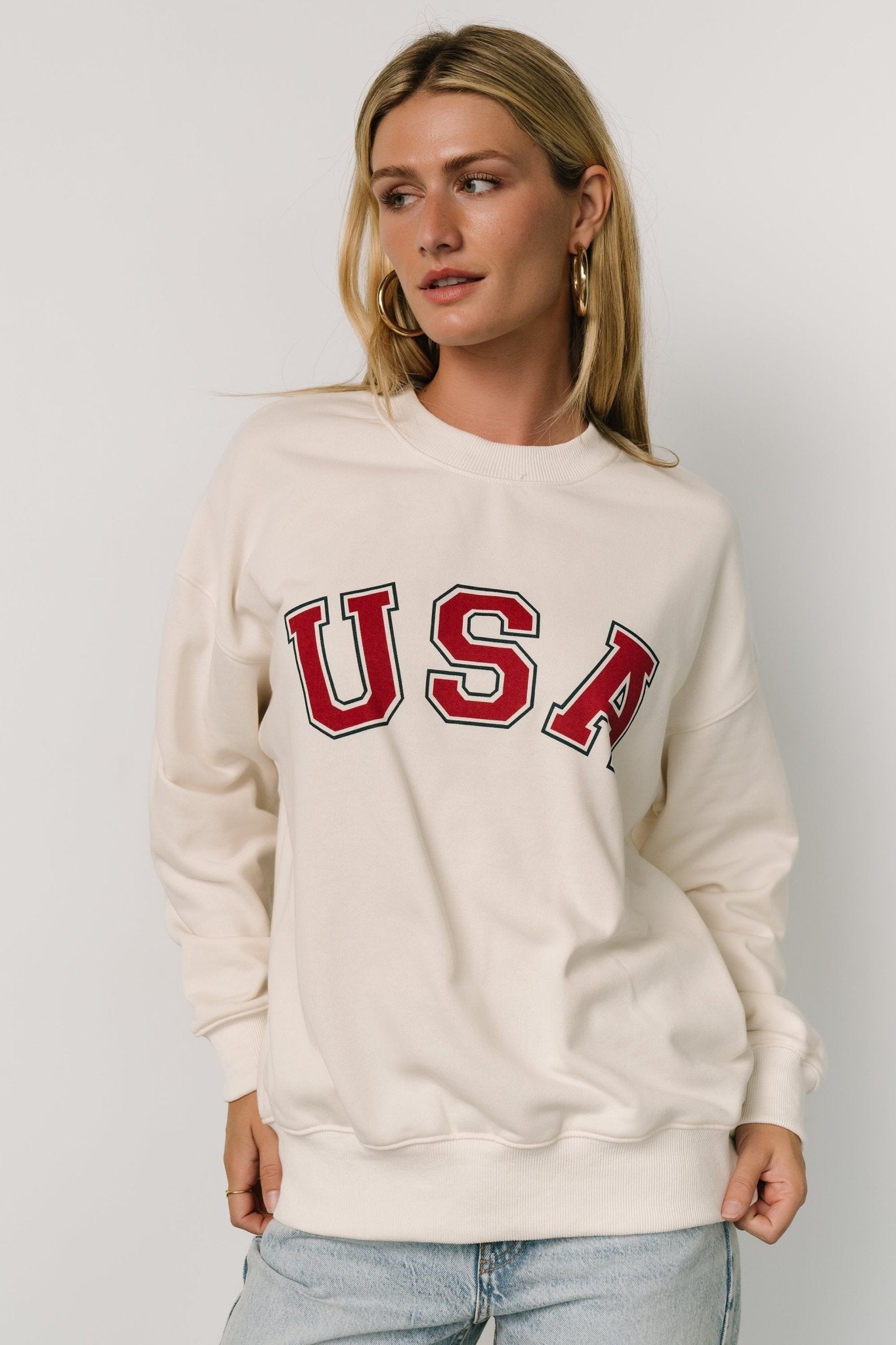 USA Oversized Sweatshirt | Ivory Discount Newest