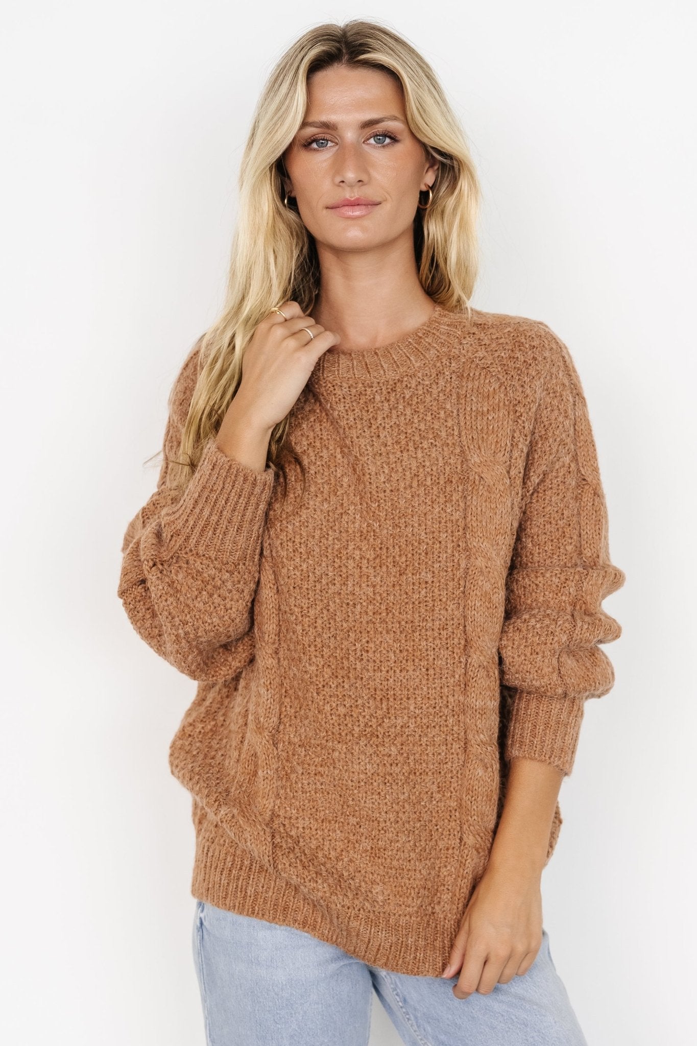 Lukas Cable Knit Sweater | Camel Cheap Official